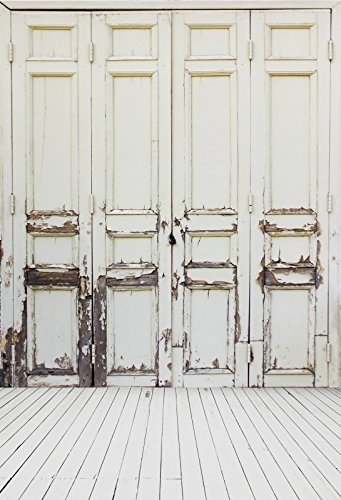 Vintage Wooden Floor Photography Backdrop 4x5ft - Retro Shabby Door Vinyl Cloth for Portrait Photo Booth, Studio Props & Family Photoshoots (Kids/Adults) - Perfect for Birthday Parties, Wedding Photos & Professional Photography Sessions
