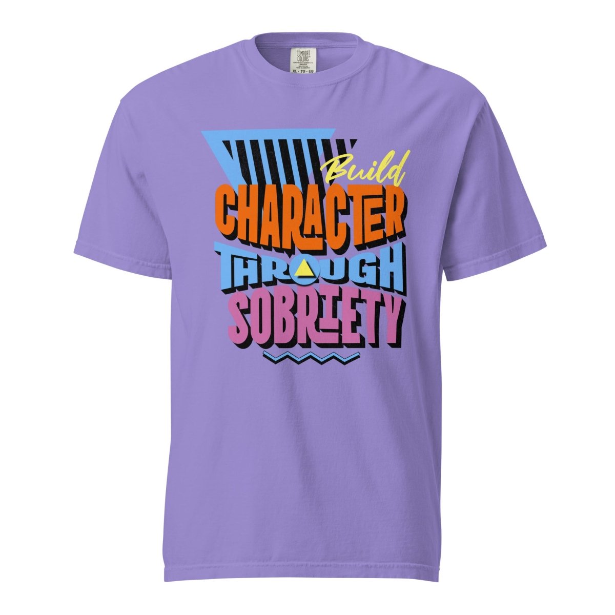 Build Character Through Sobriety Heavyweight T-Shirt | Premium Cotton Men's Tee | Motivational Apparel for Recovery & Sobriety Journey