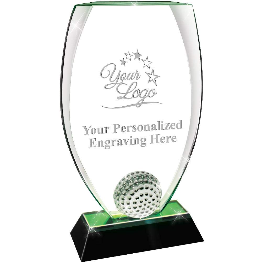 Custom Engraved 9.5 Inch Crystal Golf Trophy Award for Men | Personalized Golf Tournament Prize | Perfect for Championships, Corporate Events & Retirement Gifts
