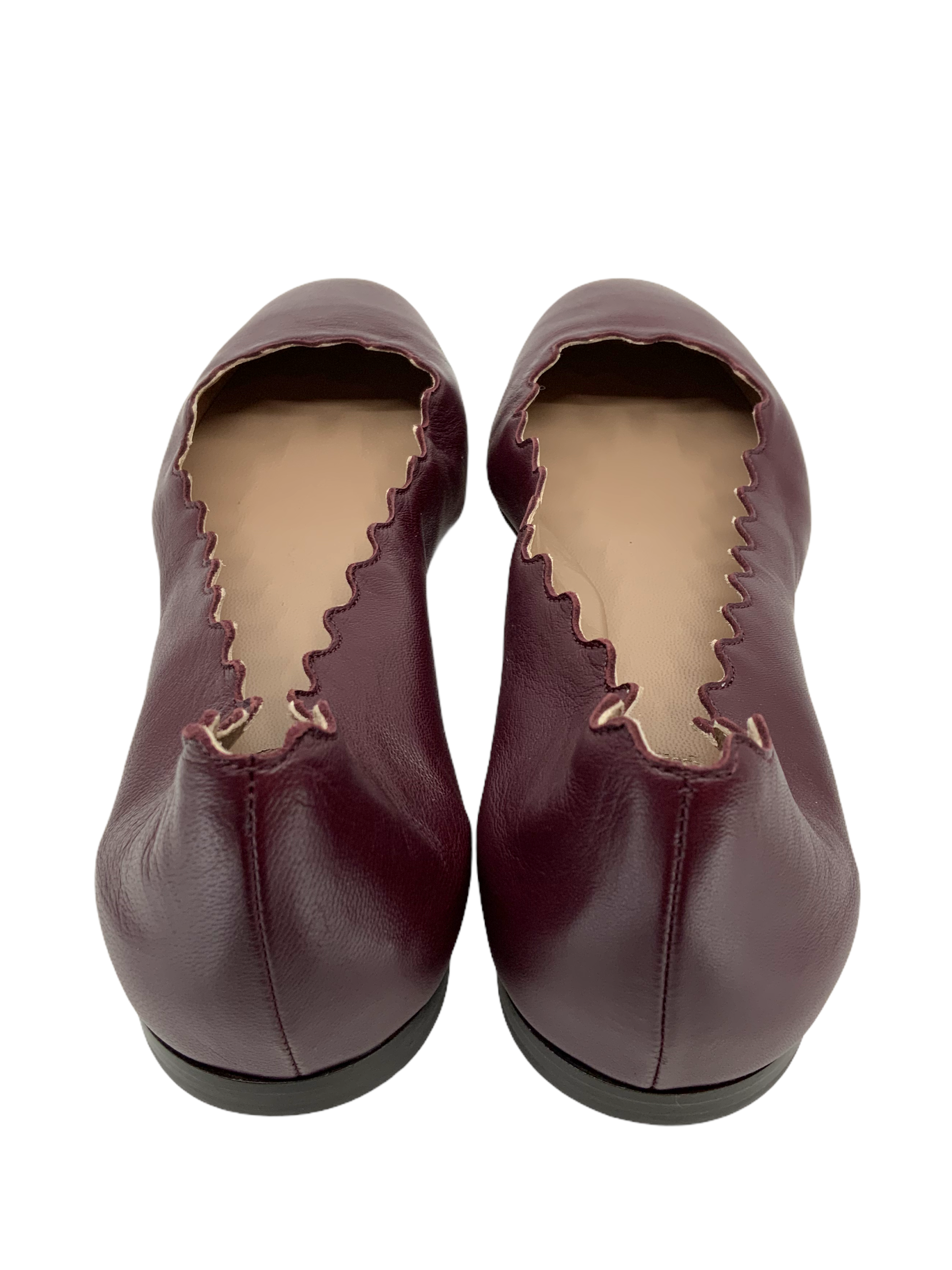 Chloe Lauren Women's Size 8 Scalloped Leather Ballet Flats - Comfortable & Elegant Shoes for Work, Dating & Casual Wear