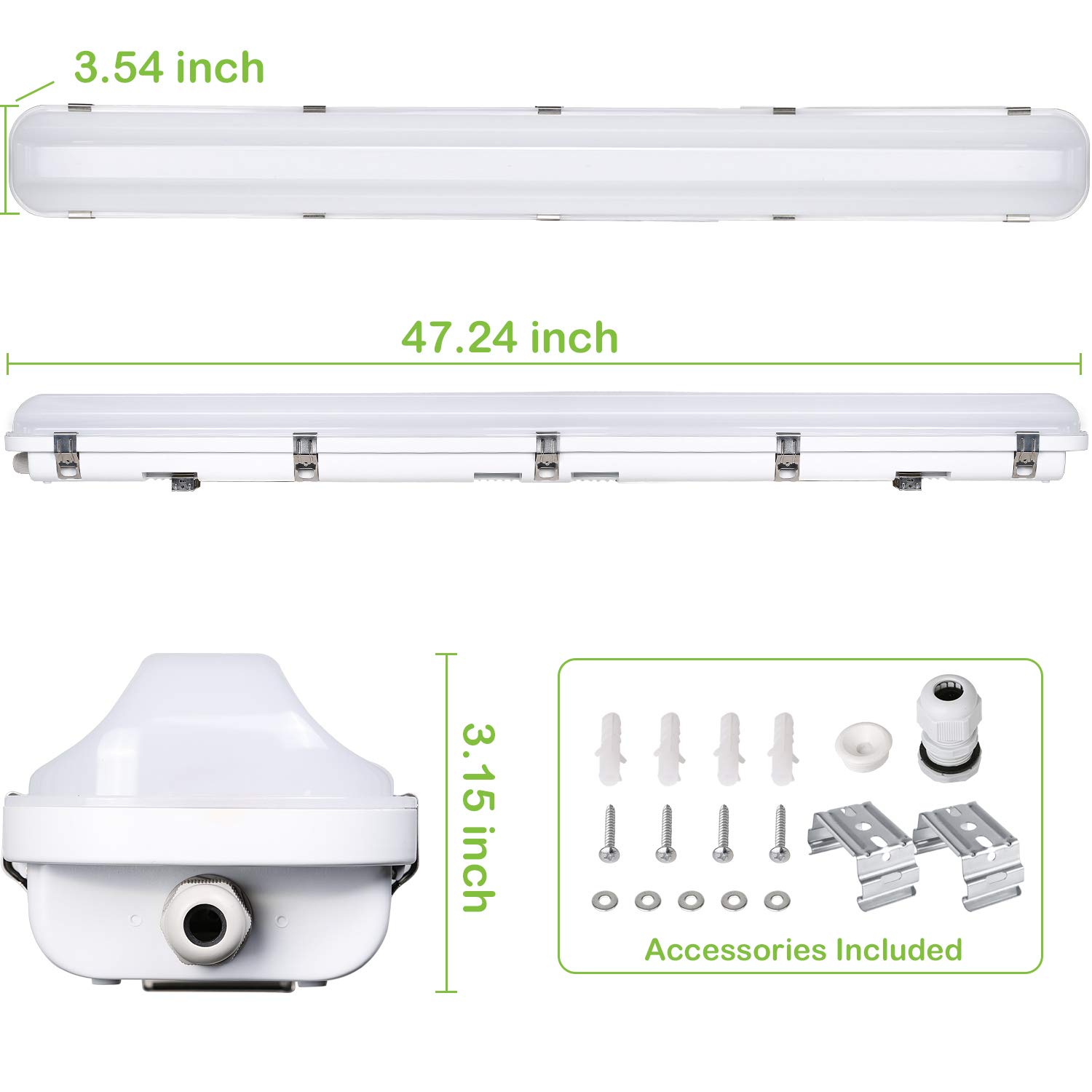 Hykolity 4 Pack 4FT LED Vapor Tight Light Fixture - 40W/50W/60W Selectable, 4000K/5000K/6000K CCT, 130lm/W, Waterproof Shop Light for Parking Garage, Carport, Warehouse & Car Wash - Durable Lighting for Industrial & Commercial Spaces