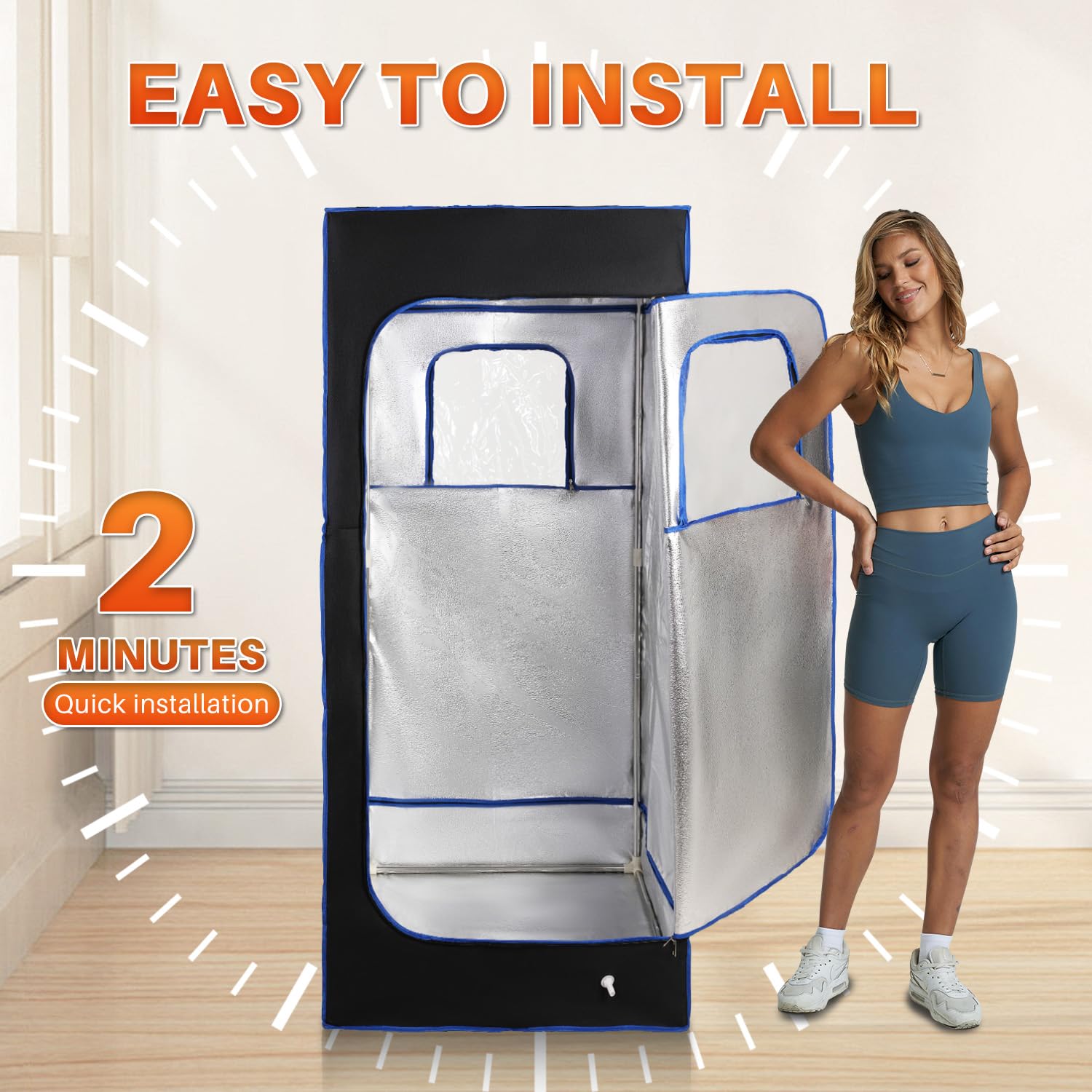 Portable Steam Sauna Tent for Home Use - Foldable Single Person Sauna Box with 1000W Steam Generator & Remote - 300D Canvas Material (31.5