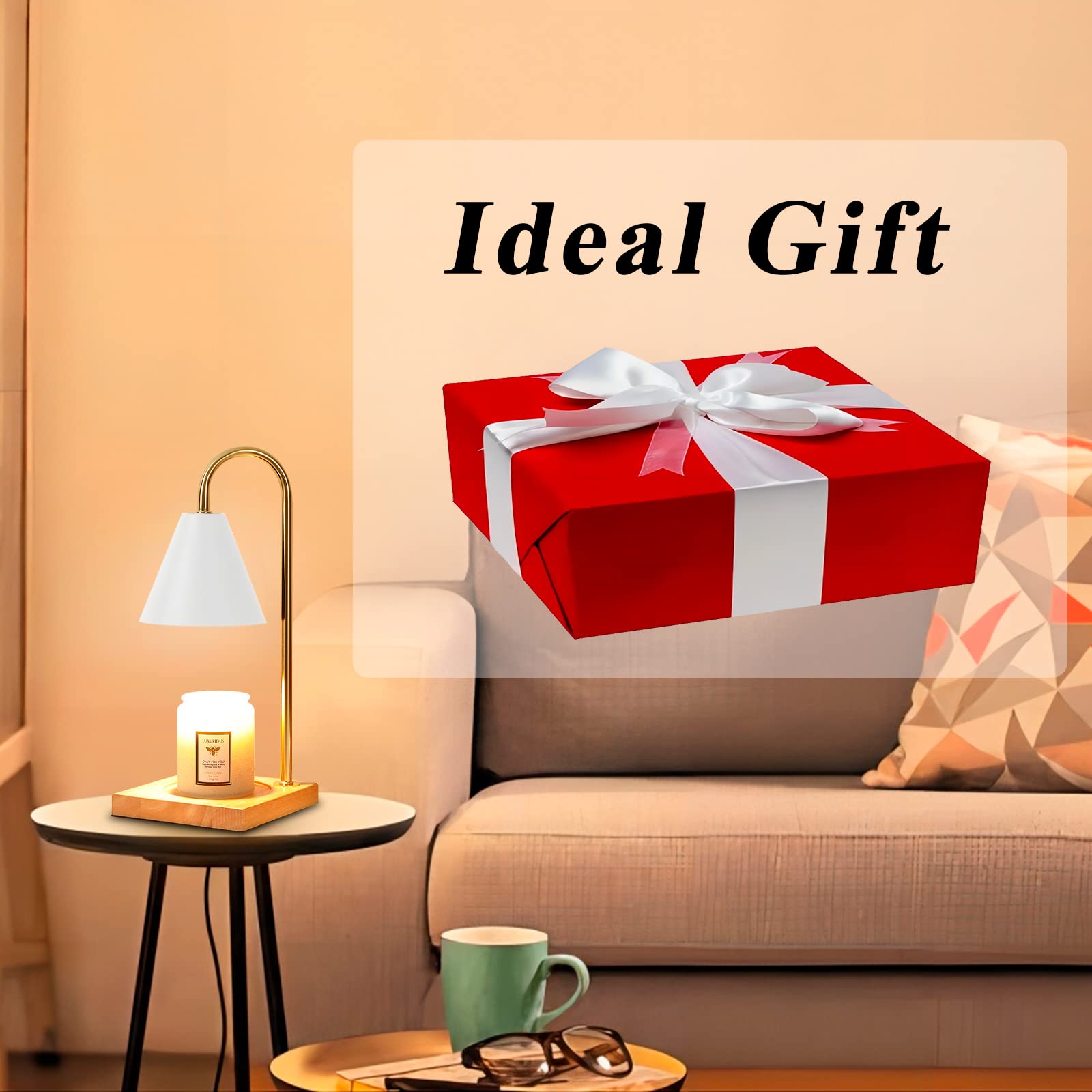 Dimmable Candle Warmer Lamp with Timer - Electric Candle Warmer for Jar Candles, Includes 2 Bulbs - Perfect Gift for Mom - Ideal for Home Decor, Relaxation & Aromatherapy