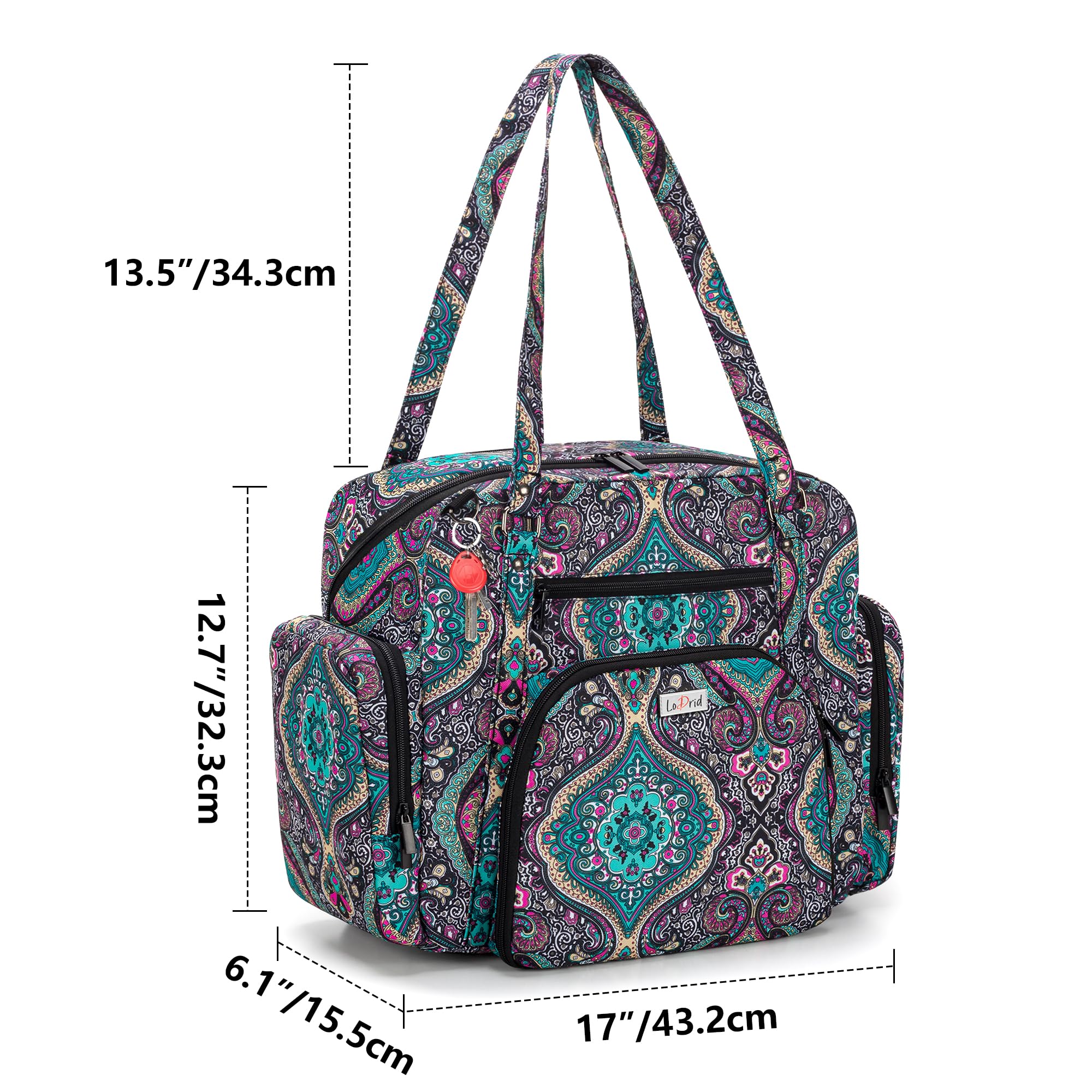 LoDrid Teacher Tote Bag with Padded Bottom - Large Women's Work Bag with Zip Top Closure - Durable Teacher Utility Bag for School, Office & Commuting - Perfect for Books, Laptop & Teaching Supplies