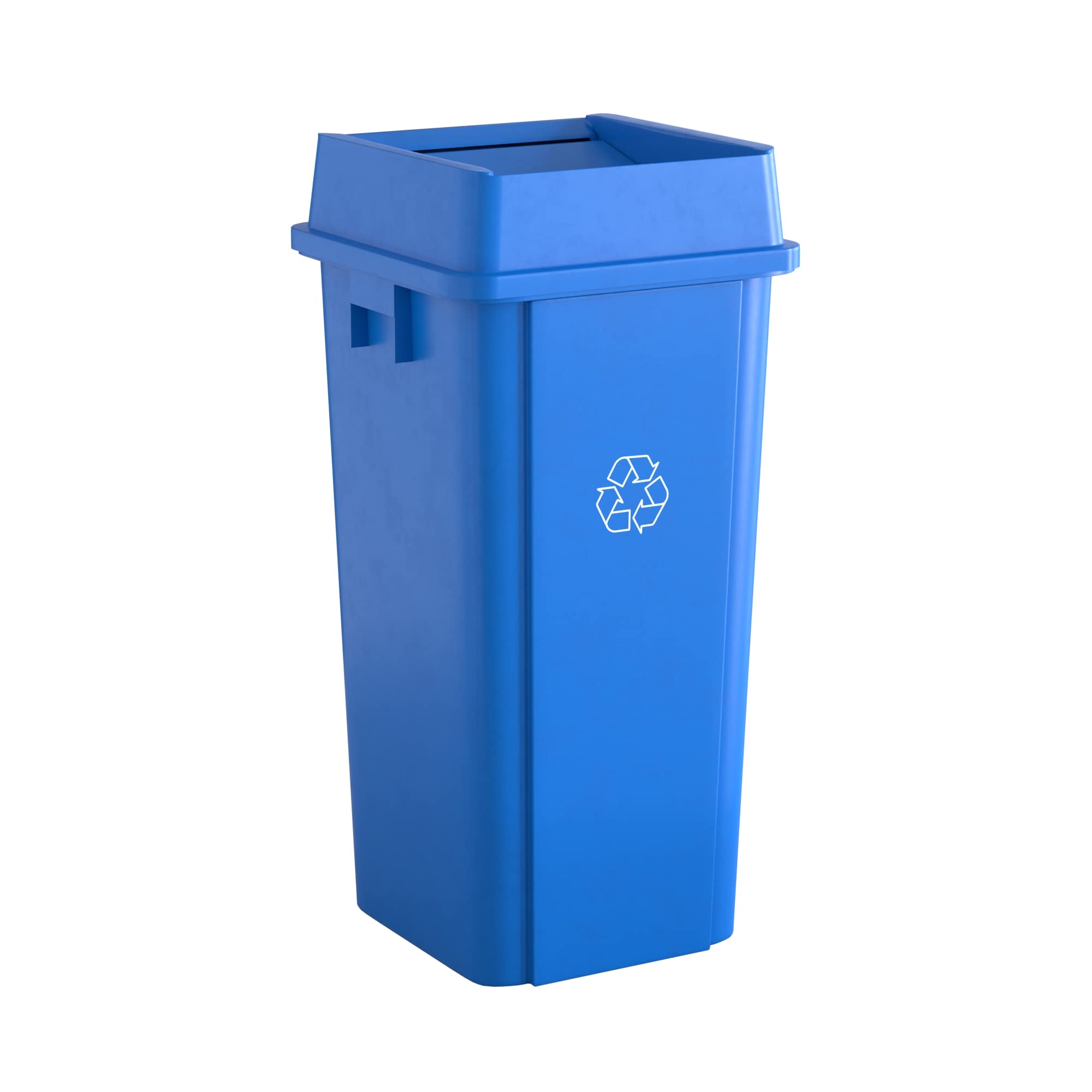 23 Gallon Blue Square Commercial Trash Can with Lid - Heavy Duty Waste Bin for Office, Restaurant, and Outdoor Use