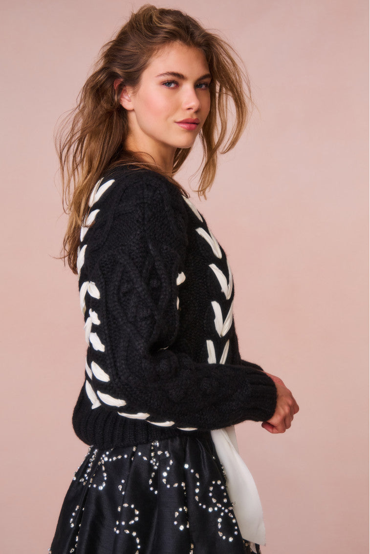 Soft & Warm Parson Alpaca Blend Ribbon Pullover Sweater for Women | Cozy Winter Knitwear | Perfect for Casual Outings & Office Wear