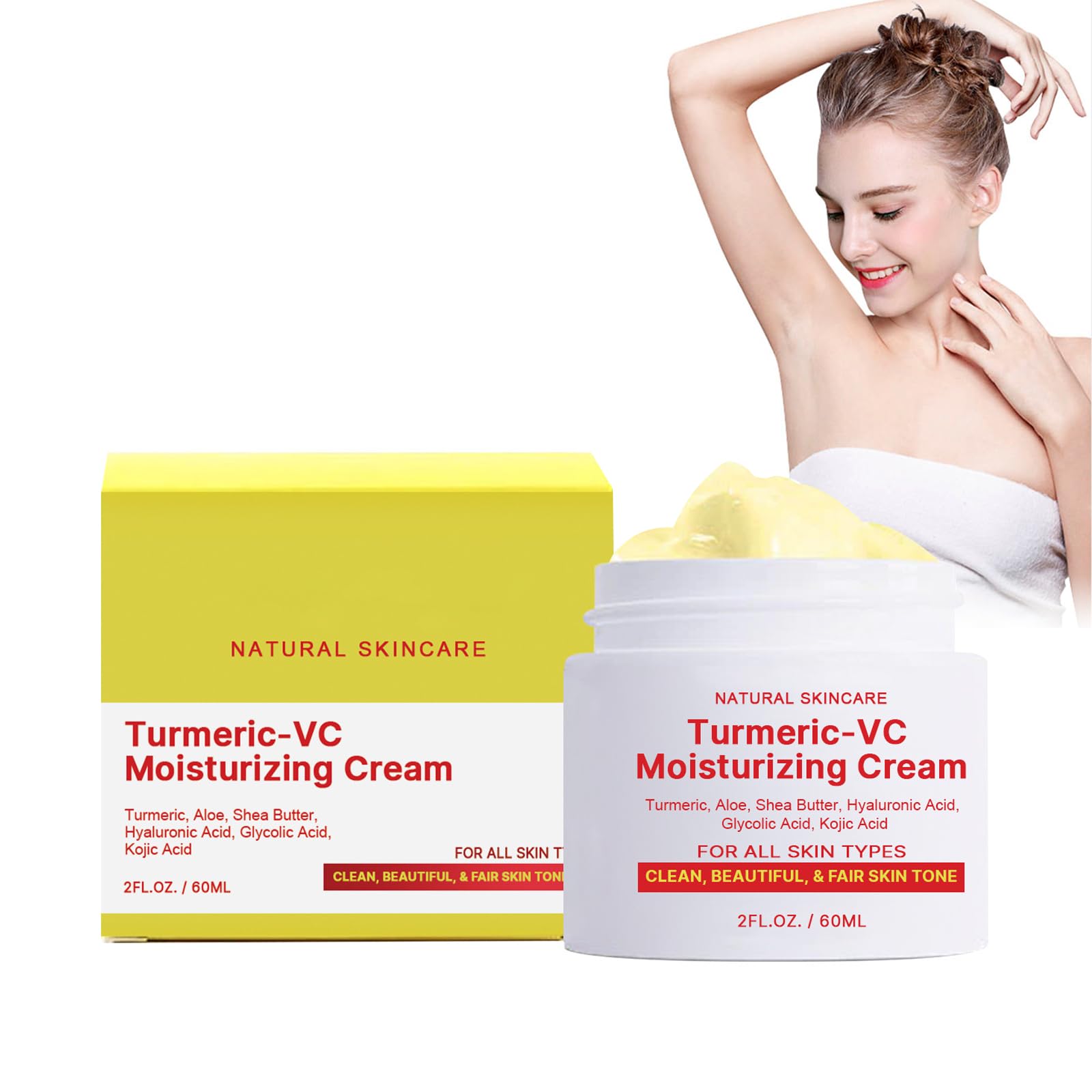 Turmeric & Vitamin C Whitening Cream for Face & Intimate Areas - Skin Brightening & Lightening Treatment for Even Tone - Perfect for Daily Skincare & Sensitive Areas Care