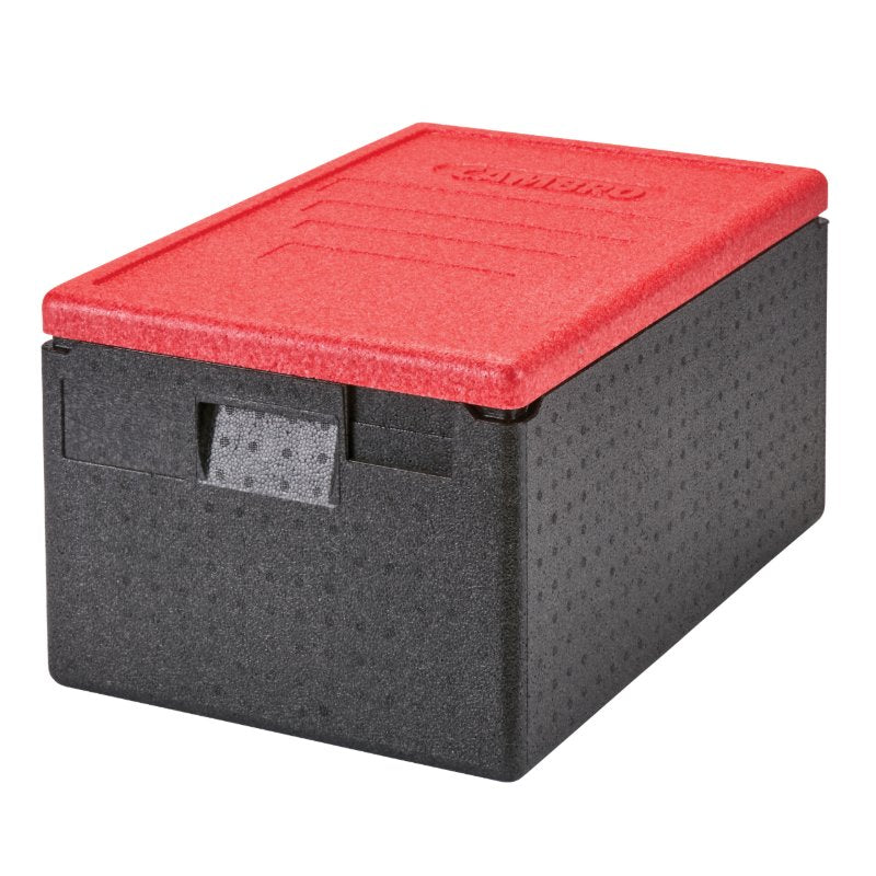 Cambro EPP180CLSW365 Cam GoBox Top Loader Food Carrier with Red Color Lid - Insulated Meal Delivery Container for Catering, School Lunches & Outdoor Events