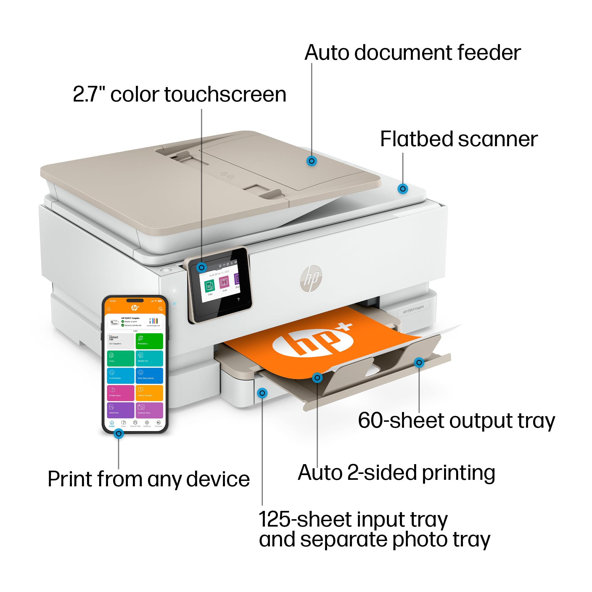 HP Envy Inspire 7955e Wireless All-in-One Inkjet Printer with 2.7