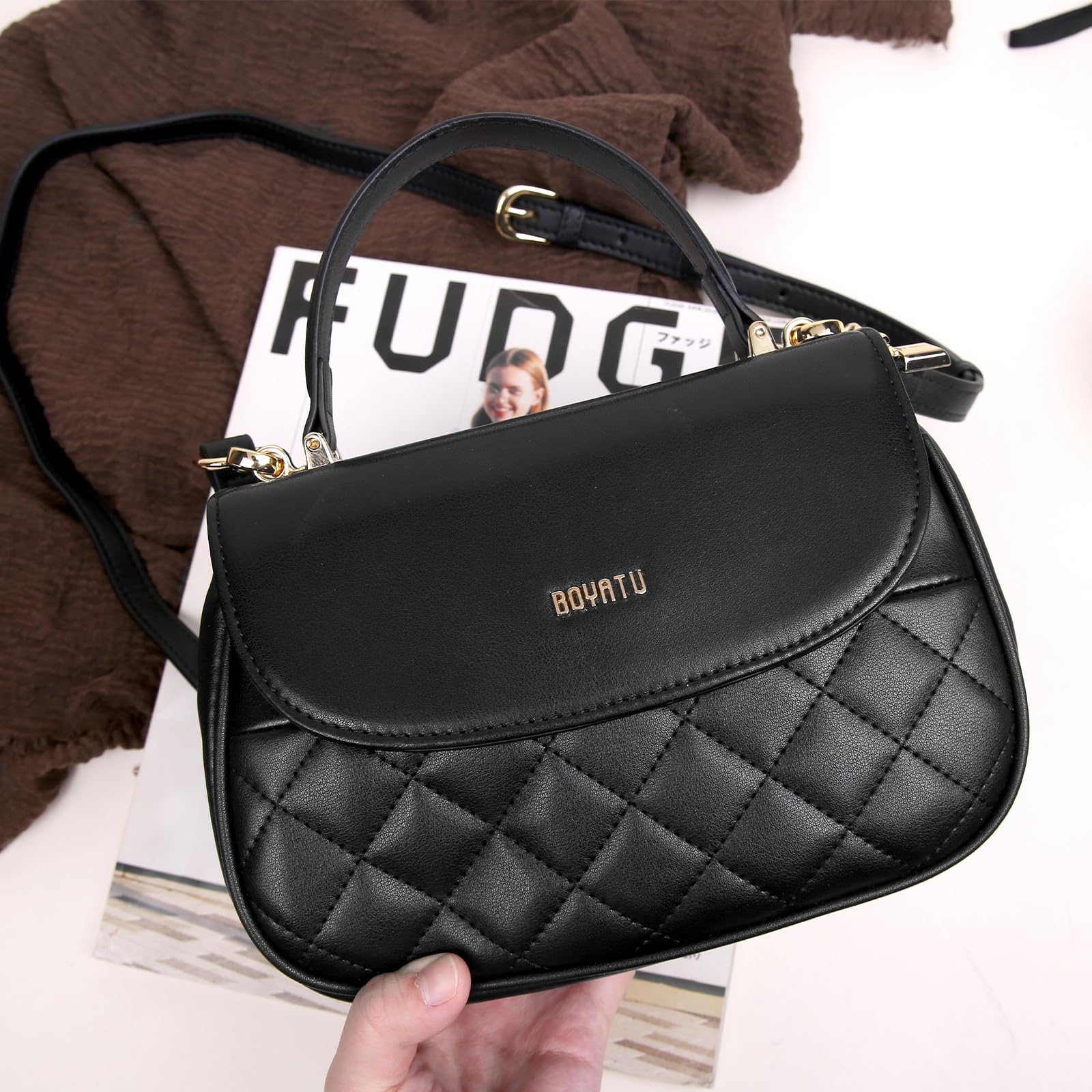 Genuine Leather Satchel Purse for Women - Quilted Shoulder Bag with Top Handle, Small Crossbody Purse for Dating, Travel & Everyday Use | Durable & Stylish Women's Handbag