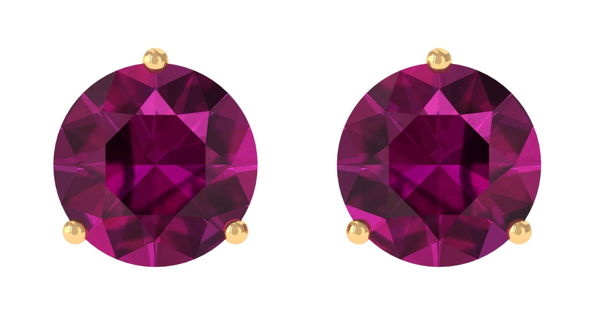 3/4 CT Rhodolite Solitaire Stud Earrings for Women - 4mm Round June Birthstone Earrings in 14K Solid Gold | Minimalist Jewelry for Everyday Wear, Gift for Her, Anniversary & Special Occasions