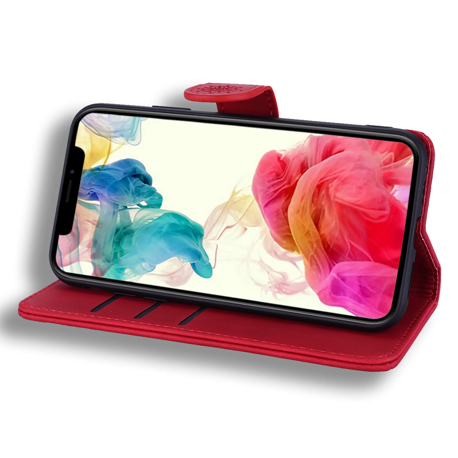 Premium PU Leather iPhone XR Wallet Case with Magnetic Kickstand - Shockproof & Drop Protection Cover with Card Slots (Red) - Perfect for Travel, Work & Everyday Use