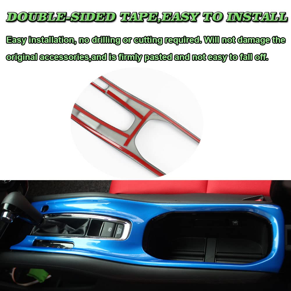 BOYOUS ABS Center Console Gear Shift Panel Frame Cup Holder Cover Trim for Honda HR-V 2016-2022 - Interior Accessories Upgrade (Blue) - Perfect for Car Customization & Daily Driving Comfort