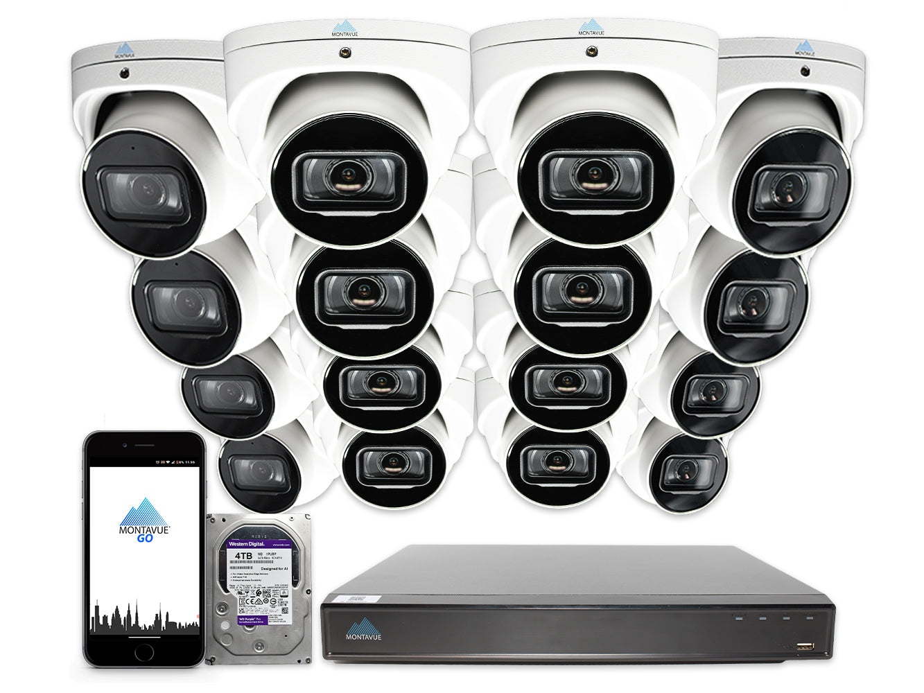 MTT8110 4K Acupick Security Camera System - 16 Channel AI NVR with 4TB HDD | 24/7 Surveillance for Home & Business Security | 4K Ultra HD Night Vision, Smart Motion Detection