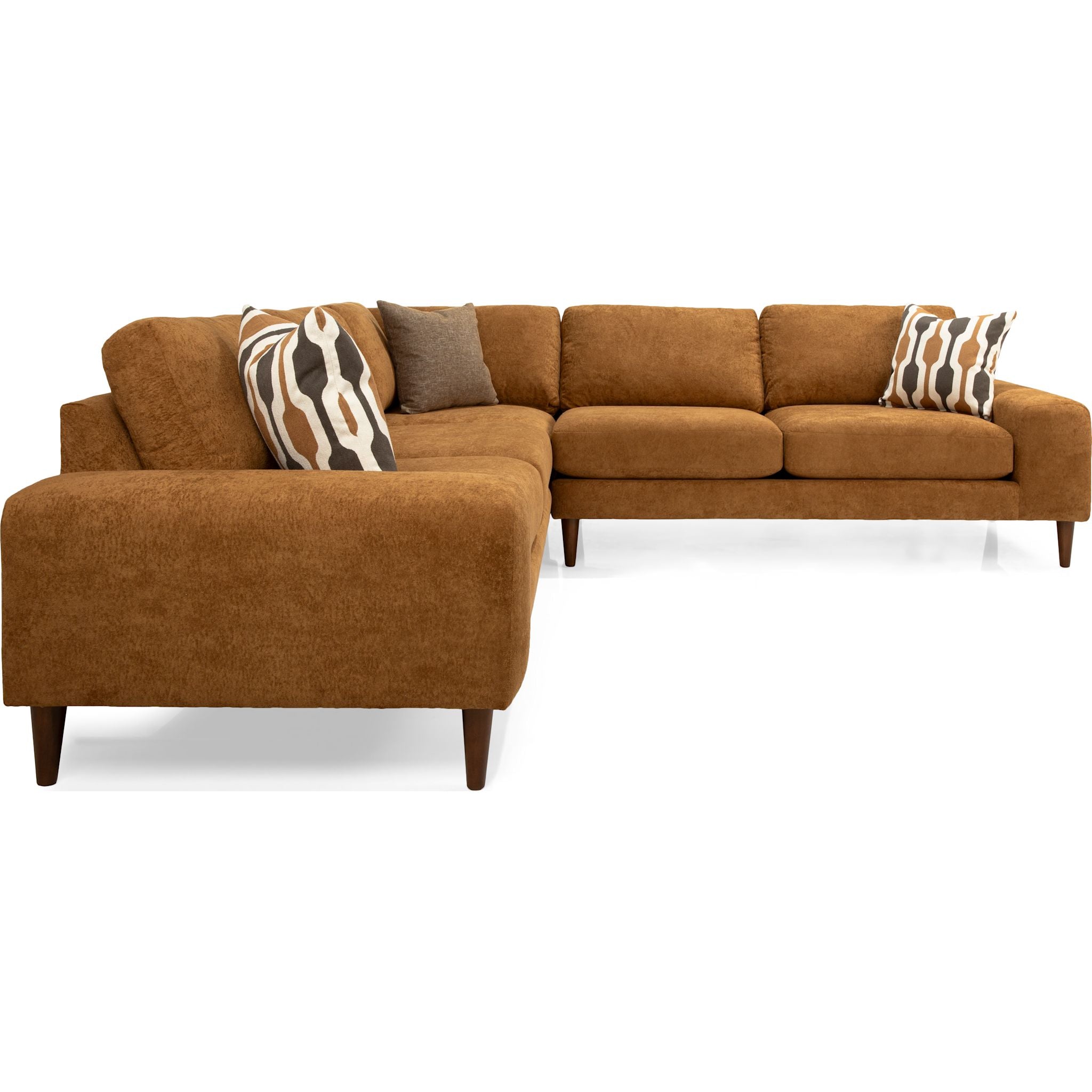 Abby 3-Piece Sectional Sofa Set in Zodiac Umber Brown - Modern L-Shaped Couch for Living Room, Family Room & Home Theater