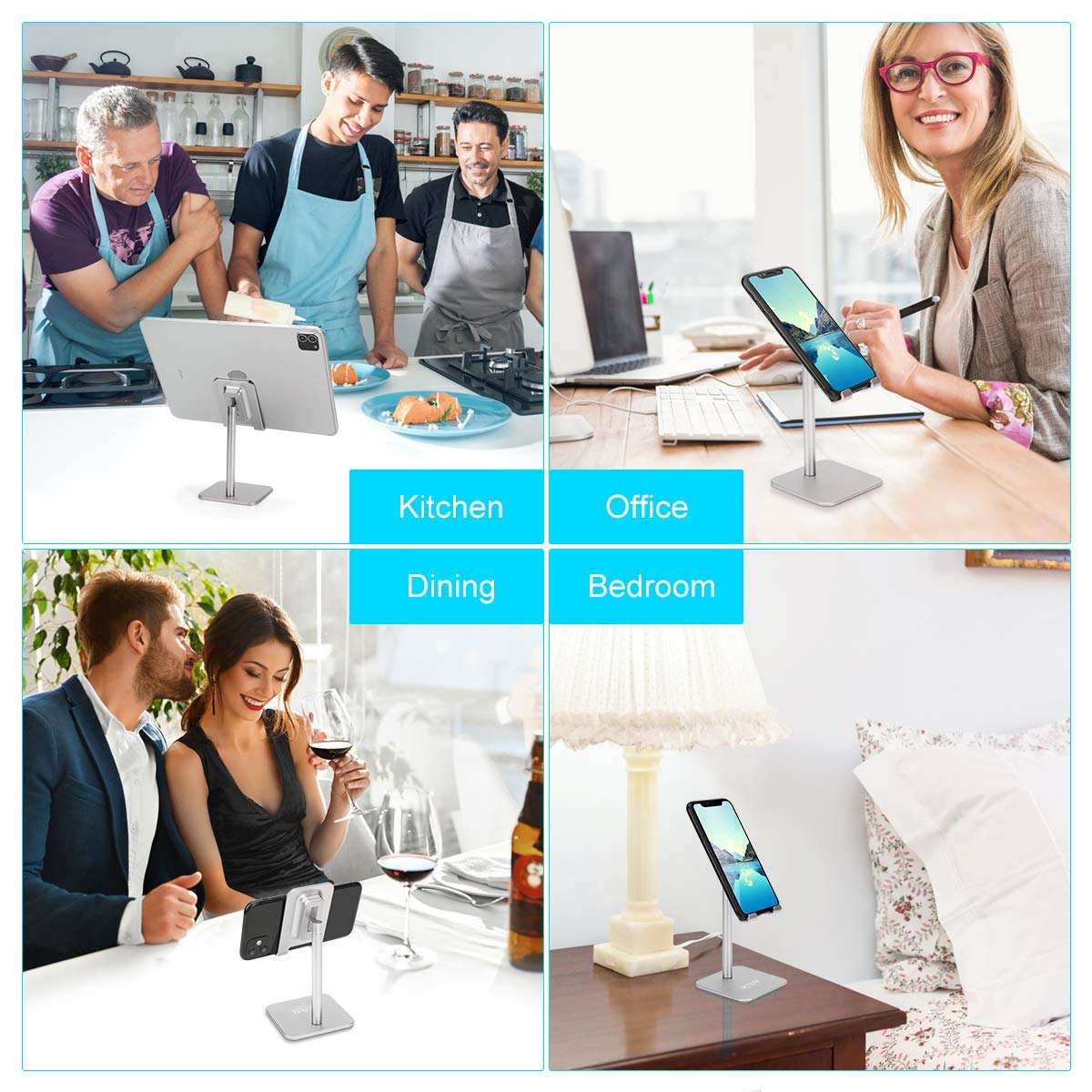 Urmust Z1 & Z28 Adjustable Silver Desk Phone Stand Holder - Perfect for Office, Home, and Video Calls