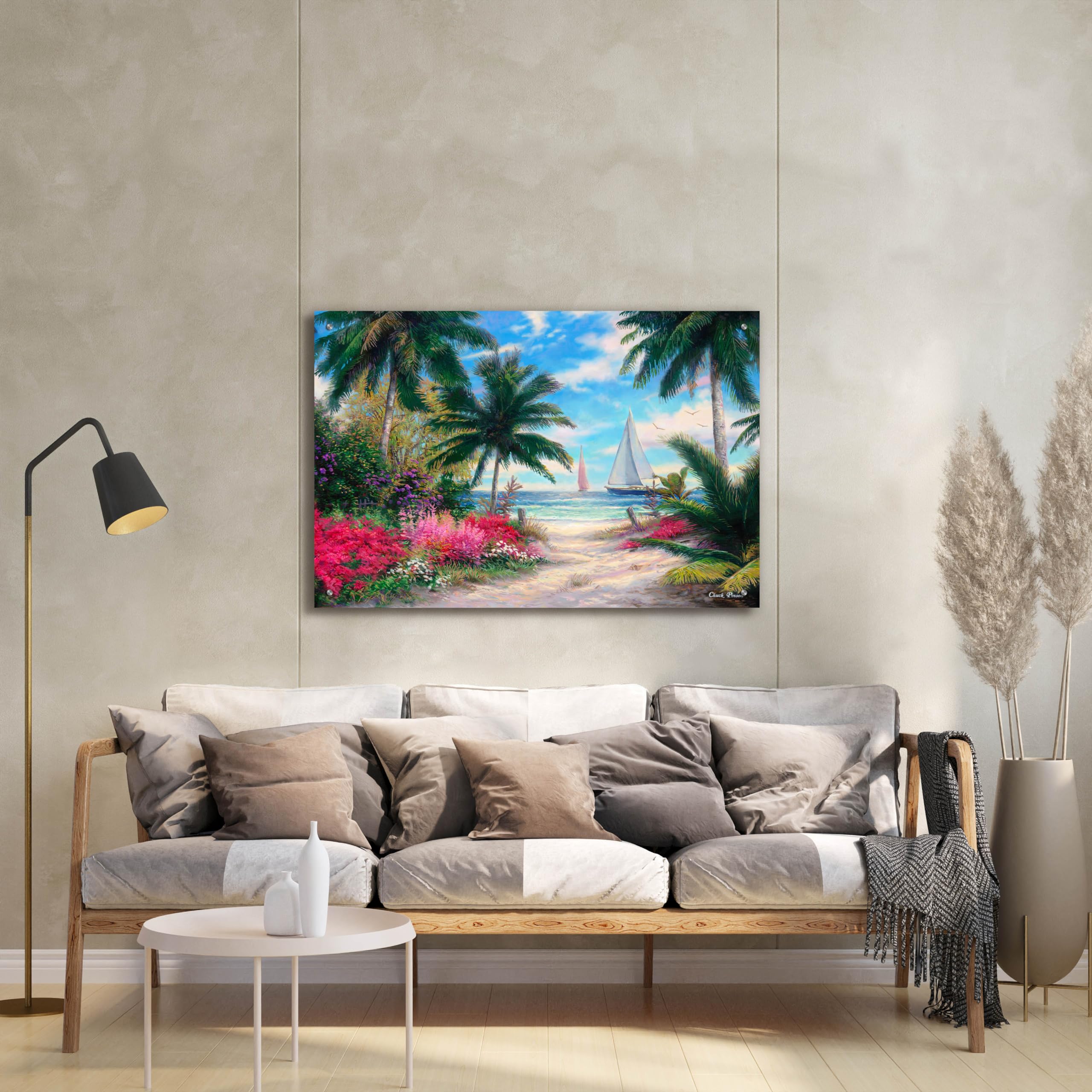 Epic Art 'Sea Breeze Trail' by Chuck Pinson - 36x24 Inch Acrylic Glass Wall Art for Living Room, Bedroom & Office Decor - Modern Coastal Landscape Painting