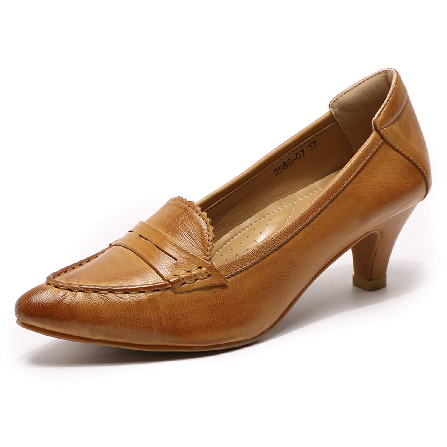 Mona Flying Women's Leather Pumps - Medium Heel Pointed Toe Dress Shoes for Office, Work & Professional Occasions | Comfortable & Stylish Ladies' Work Shoes for Business, Meetings & Formal Events