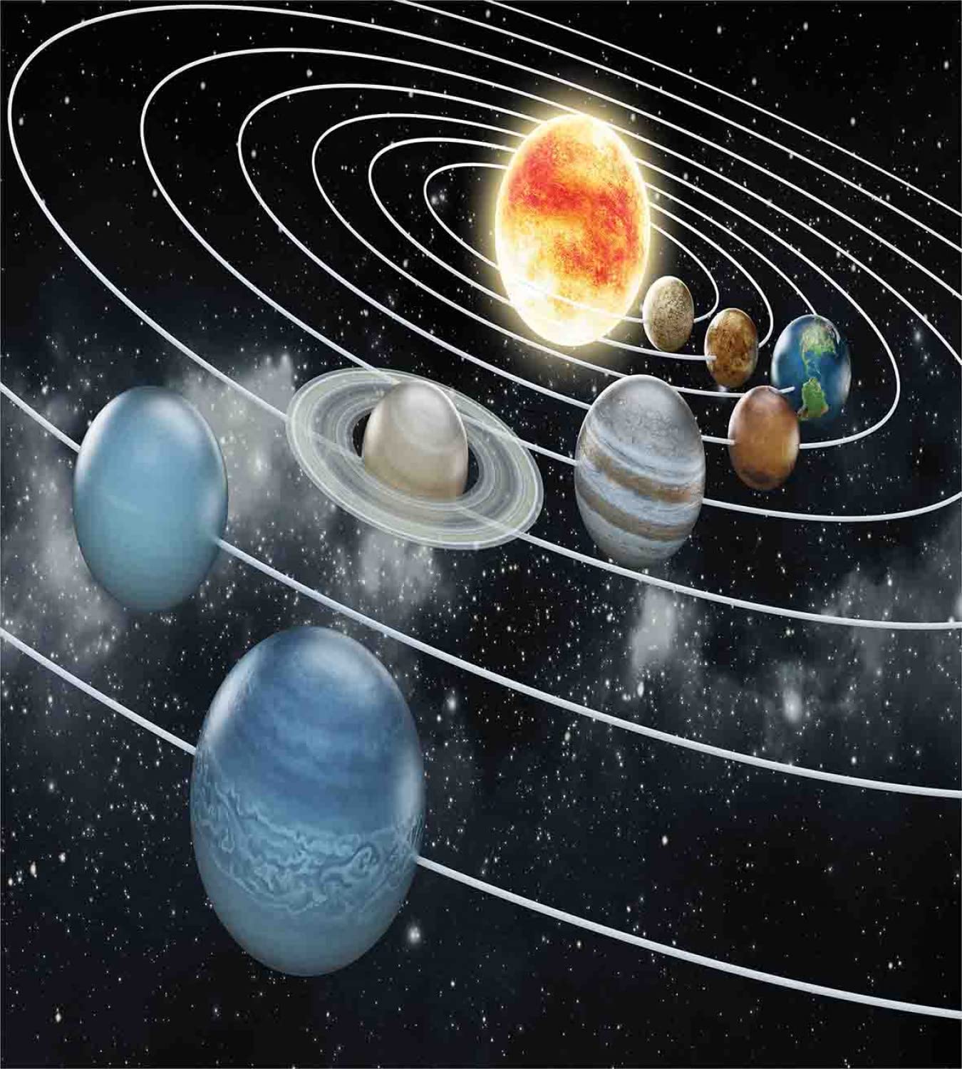 Ambesonne Galaxy Duvet Cover Set - Solar System with All 8 Planets & Sun | Queen Size 2-Pack Bedding Set (2 Duvet Covers + 4 Pillowcases) | Black & Grey Space Themed Design for Sci-Fi Lovers | Perfect for Astronomy Enthusiasts & Kids' Room Decor