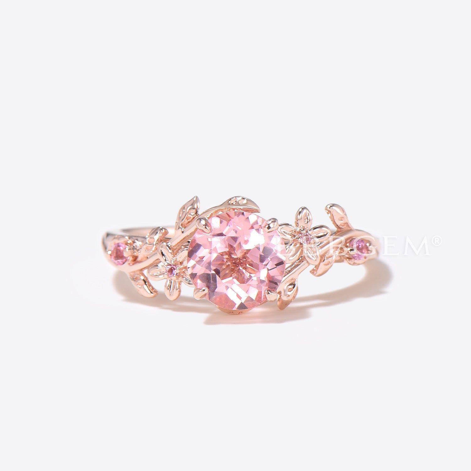 Exquisite Pink Padparadscha Sapphire Floral Engagement Ring – Vintage-Inspired Round Cut Gemstone for Weddings & Proposals