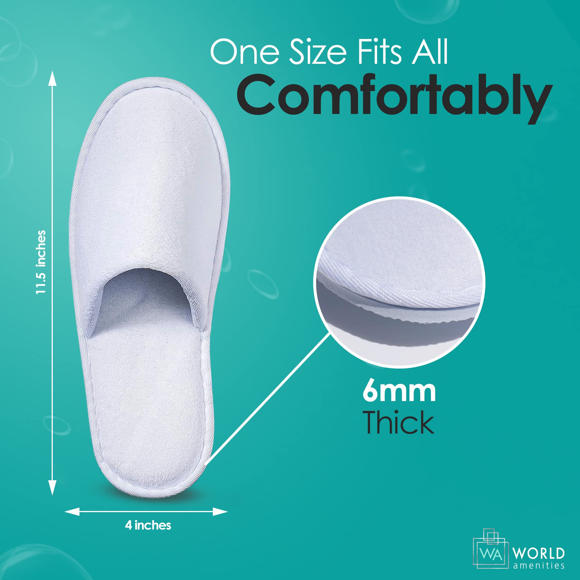 Premium Spa Slippers Bulk - Unisex Closed Toe Hotel Slippers, Individually Wrapped (Pack of 50) - Soft & Comfortable for Hotels, Spas, Salons, and Home Use