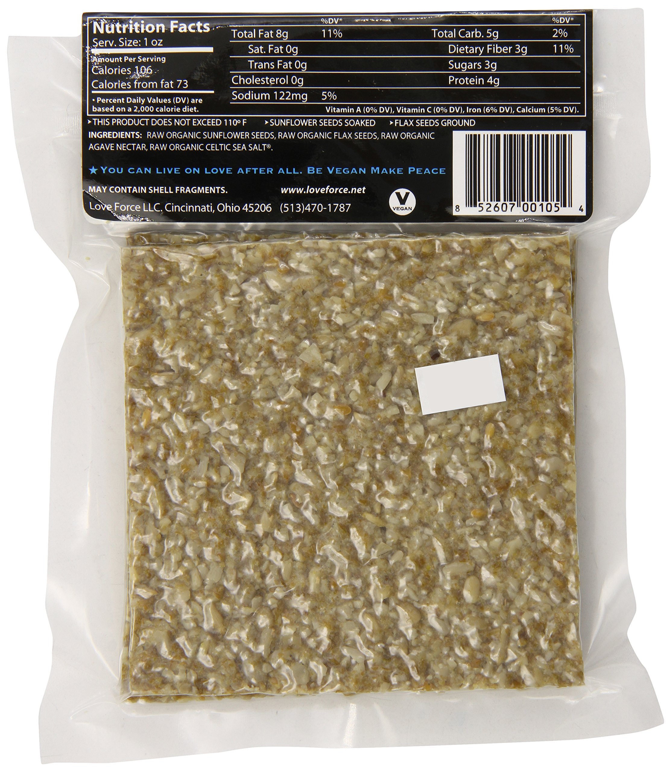 Love Force Rawganic Vegan Bread - Sun Flax Original, 4 Ounce | Organic, Gluten-Free, Non-GMO | Perfect for Breakfast, Snacks & Healthy Lifestyle