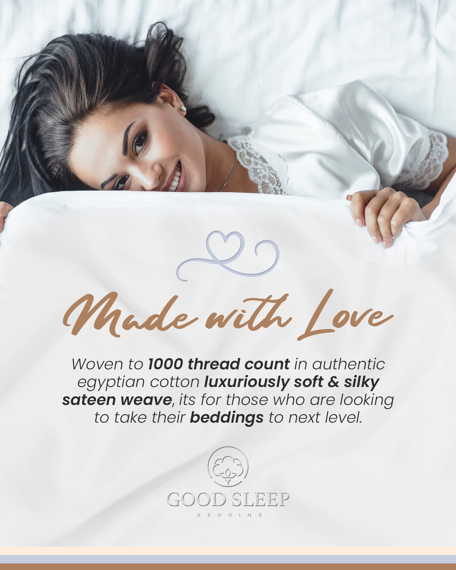 1000 Thread Count 100% Egyptian Cotton Twin XL Sheets Set - 4 Piece Luxury Bedding with 16