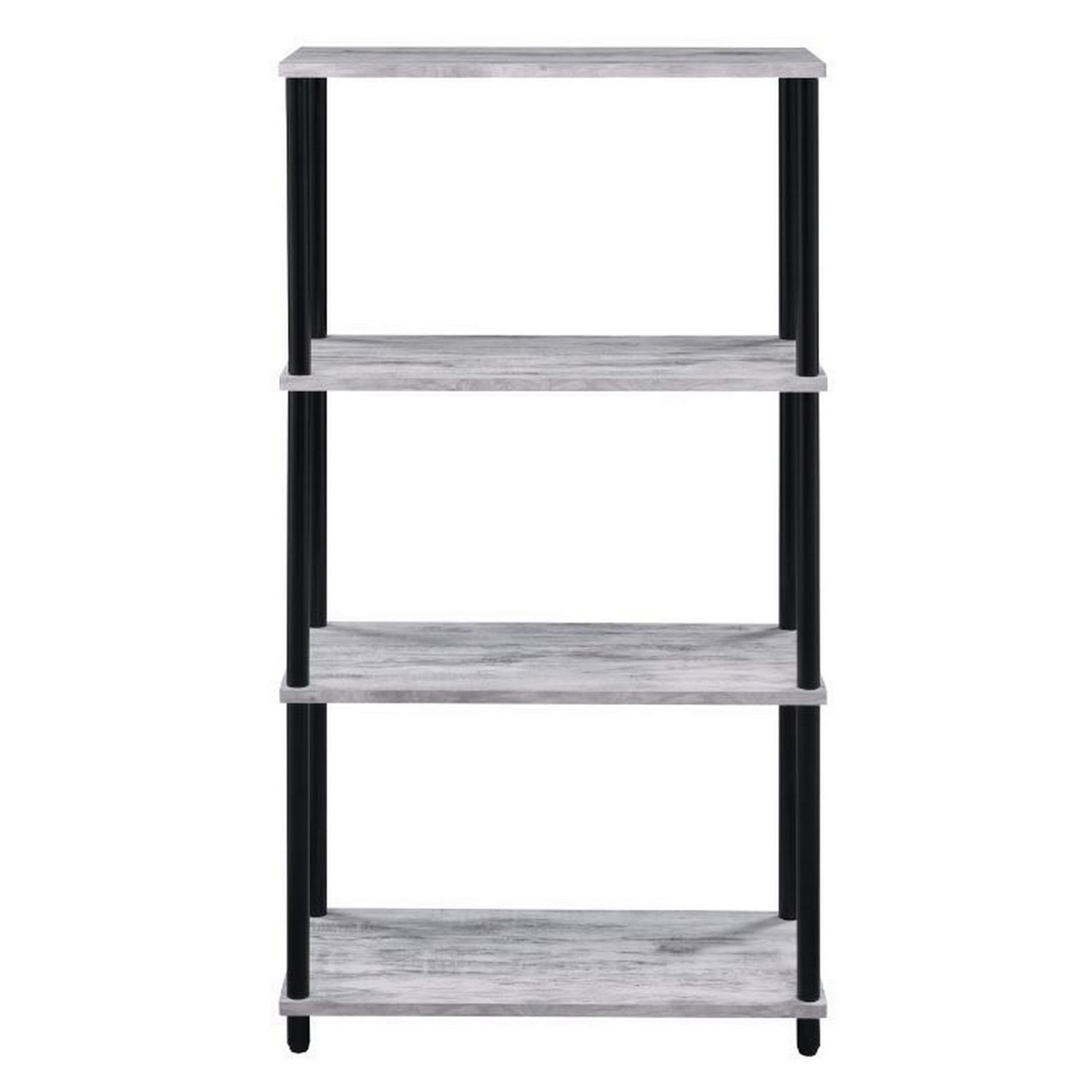 Benjara BM237179 4-Tier Bookshelf with Metal Tubular Legs, Antique White - Perfect for Living Room, Office, or Bedroom Storage & Display