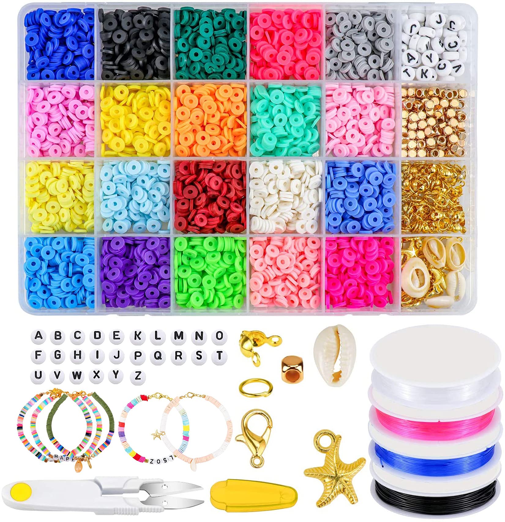 20 Colors 6mm Flat Round Heishi Beads Kit - 4100Pcs Polymer Clay Spacer Beads for DIY Jewelry Making, Bracelets, Necklaces & Earrings - Perfect for Crafters, Gifts & Boho Style Accessories