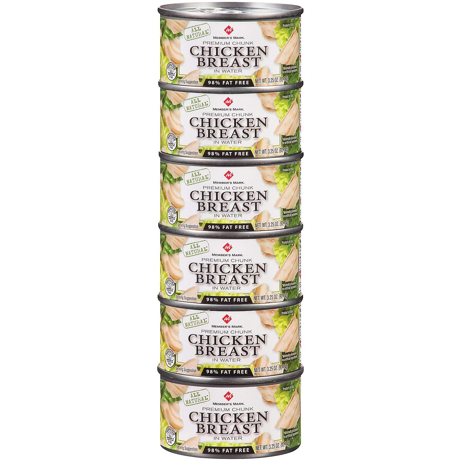 Member's Mark Premium Chunk Chicken Breast - 3.25 oz (6 Pack) | High Protein Canned Chicken for Salads, Sandwiches & Meal Prep | Gluten Free & Keto Friendly