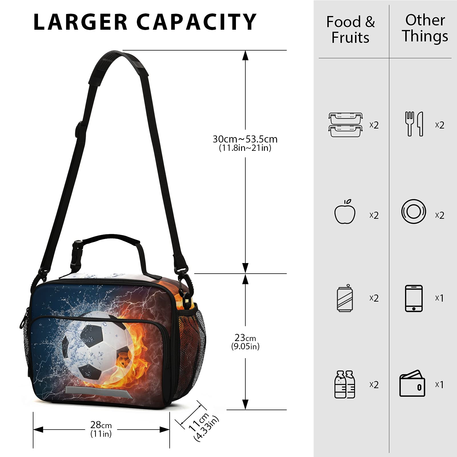 Insulated Reusable Lunch Box for Kids & Adults - Water & Fire Resistant Cooler Bag for School, Work, Picnic - Durable Shoulder Tote for Women, Men, Boys & Girls (Ideal for Daily Meals, Outdoor Activities & Travel)