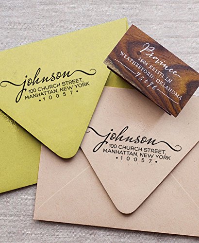 Custom Wood Mounted Rubber Stamp - Personalized Family Return Address Stamp for Invitations, Wedding, Thank You Cards & Envelopes - Unique Gift Idea for Home & Office Use