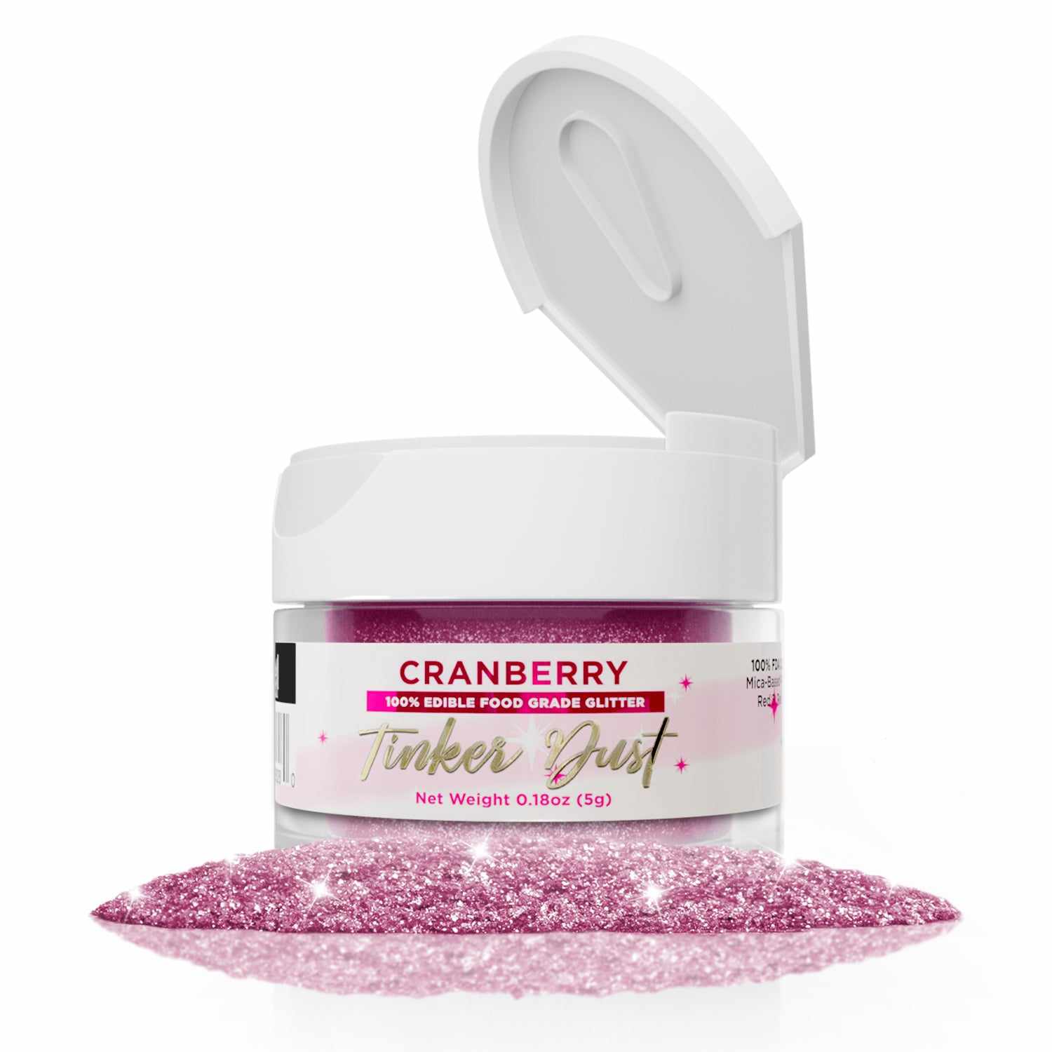 Edible Glitter for Baking & Cake Decorating - Tinker Dust® Cranberry Sparkle (5g) | Food-Safe Glitter for Desserts, Cupcakes & DIY Crafts