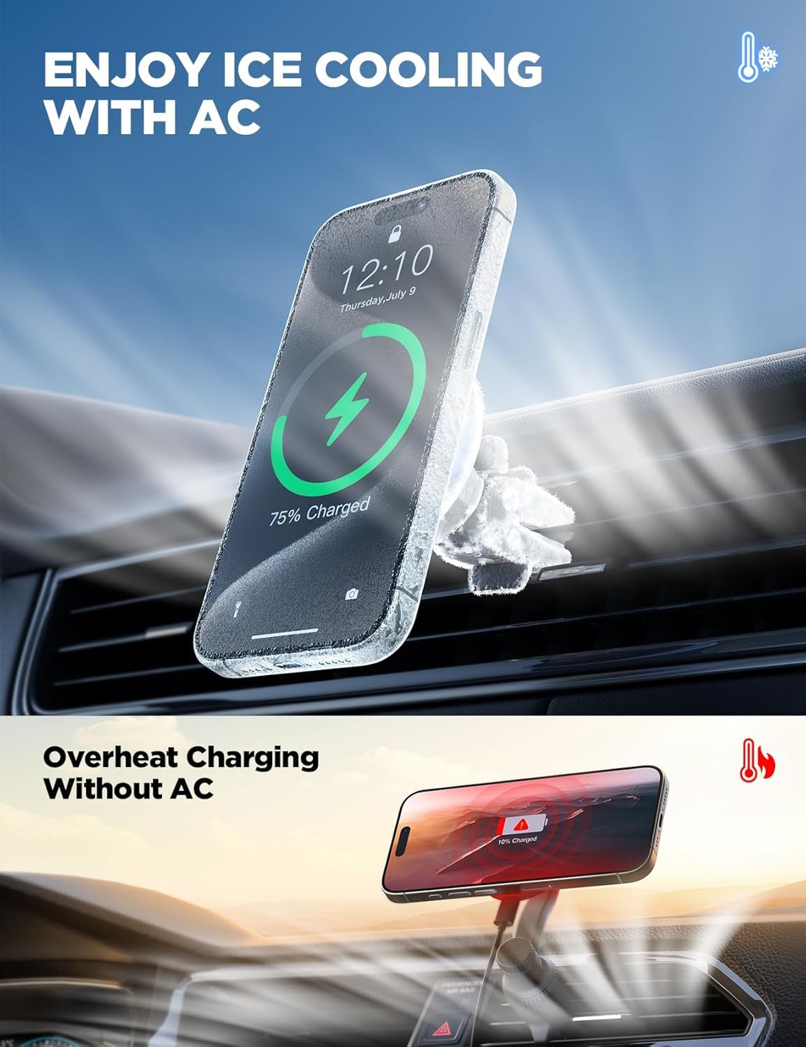 15W Fast Magnetic Car Charger Mount for iPhone 16/15/14/13/12 - Magsafe Wireless Charger with Strong Hold - Perfect for Commuting, Road Trips & Hands-Free Driving