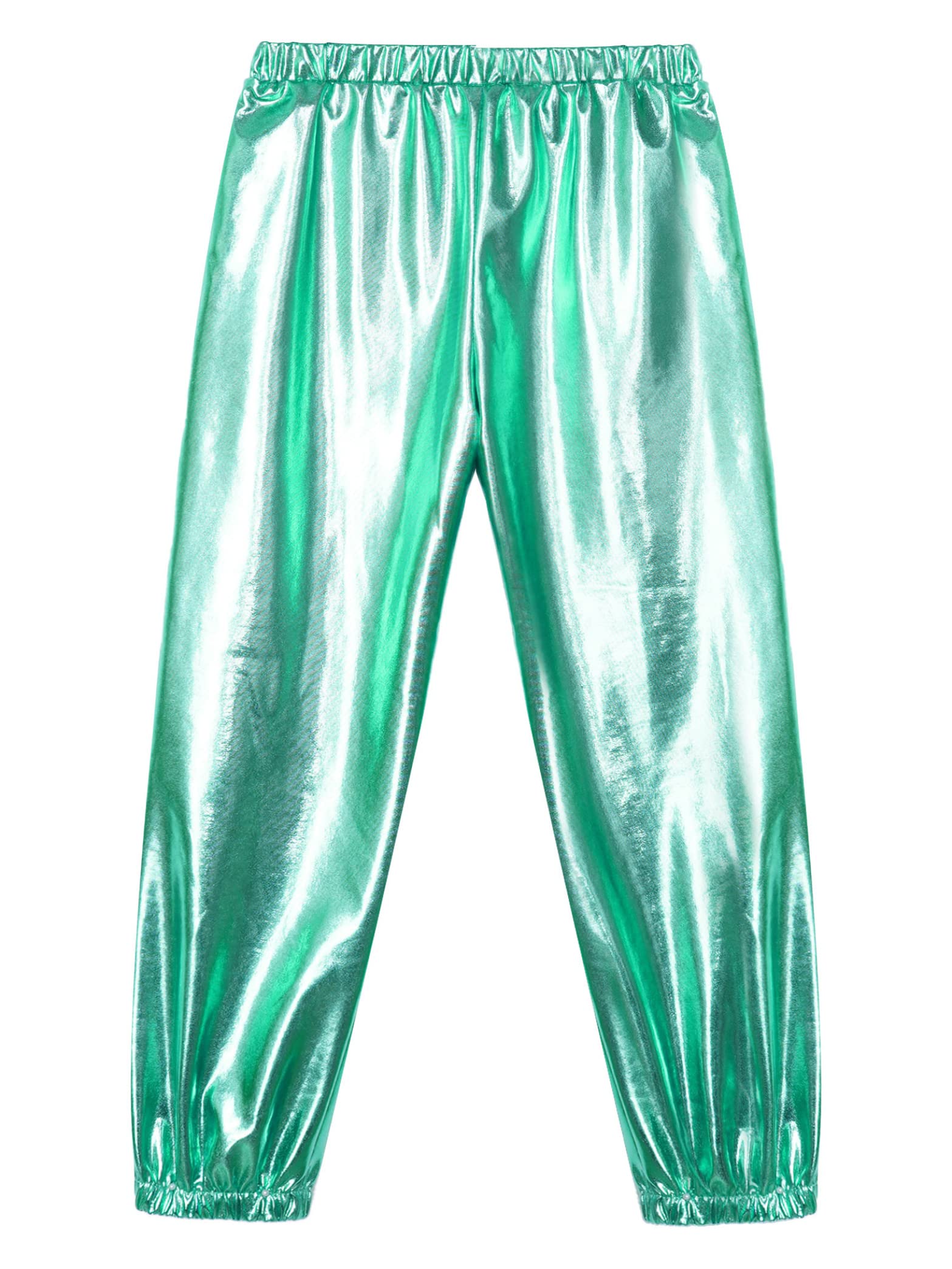 Gold Dance Pants for Girls - Metallic Elastic Harem Pants, Kids Fancy Dress Up Hot Pants - Perfect for Dance Performances, Costume Parties & Playtime