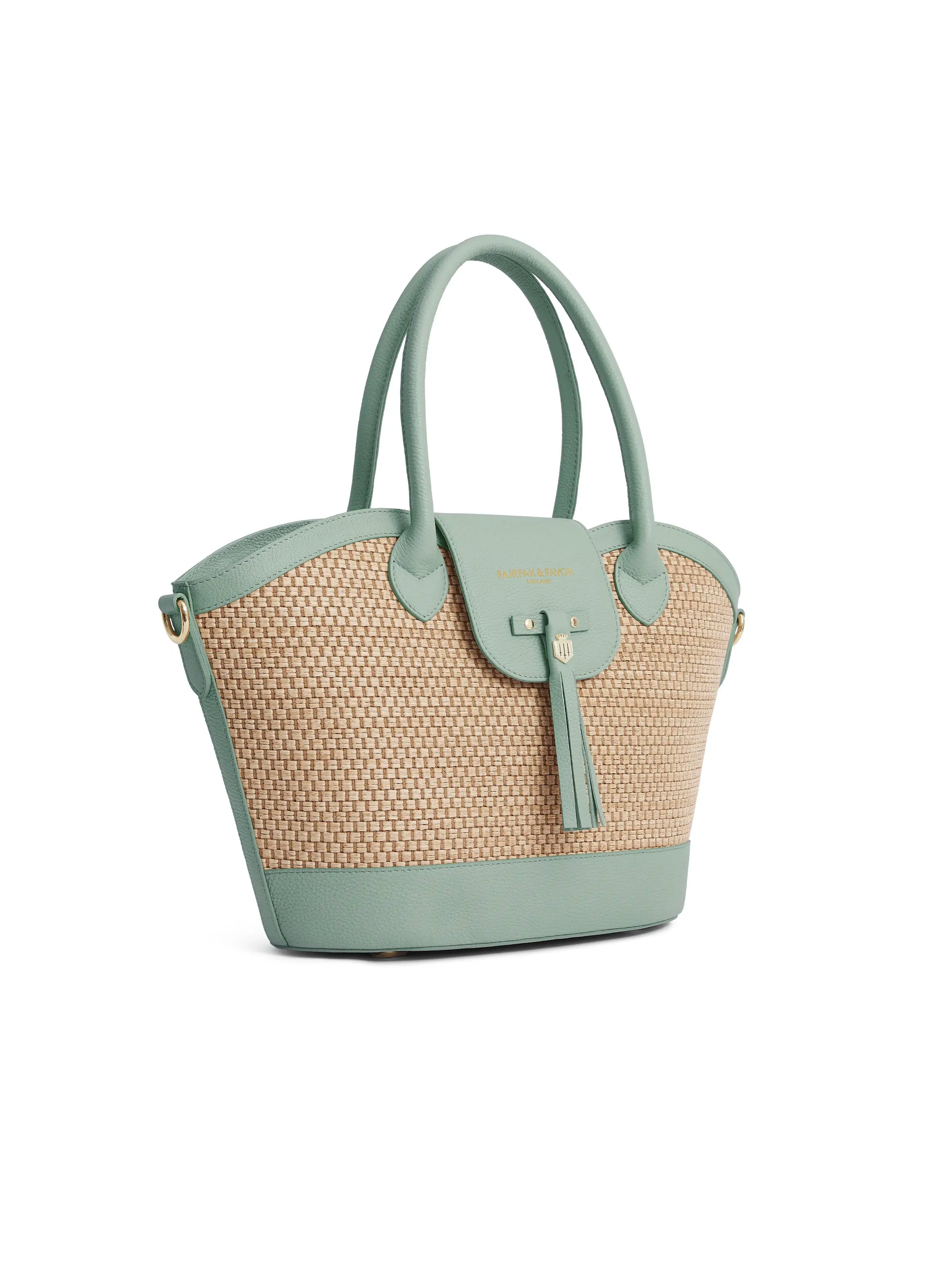 Windsor Woven Basket Bag - Mint Green Handmade Rattan Tote for Beach, Picnic & Summer Outfits | Eco-Friendly & Stylish