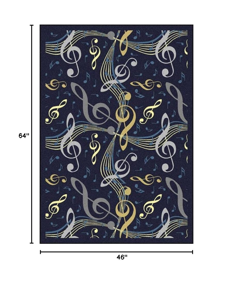 Joy Carpets Kid Essentials Music & Special Needs Virtuoso Rug - Navy Blue 3'10