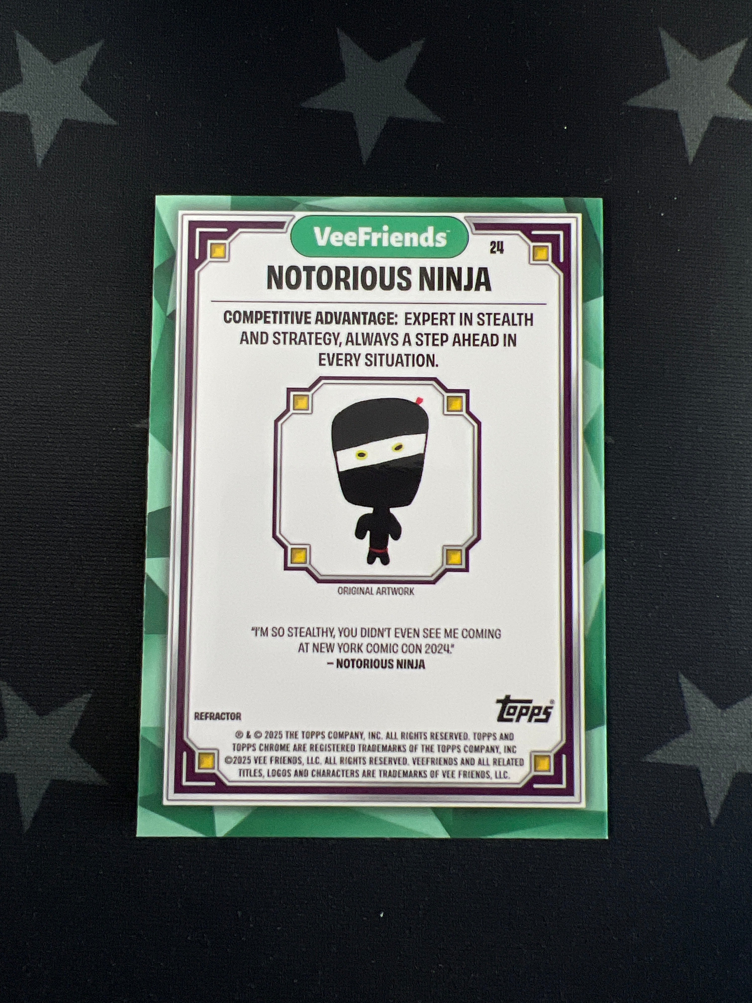 2025 Topps Chrome VeeFriends Notorious Ninja #24 Refractor Trading Card - Rare Collectible for Sports Fans & Card Enthusiasts - Perfect for Display, Trading, and Investment