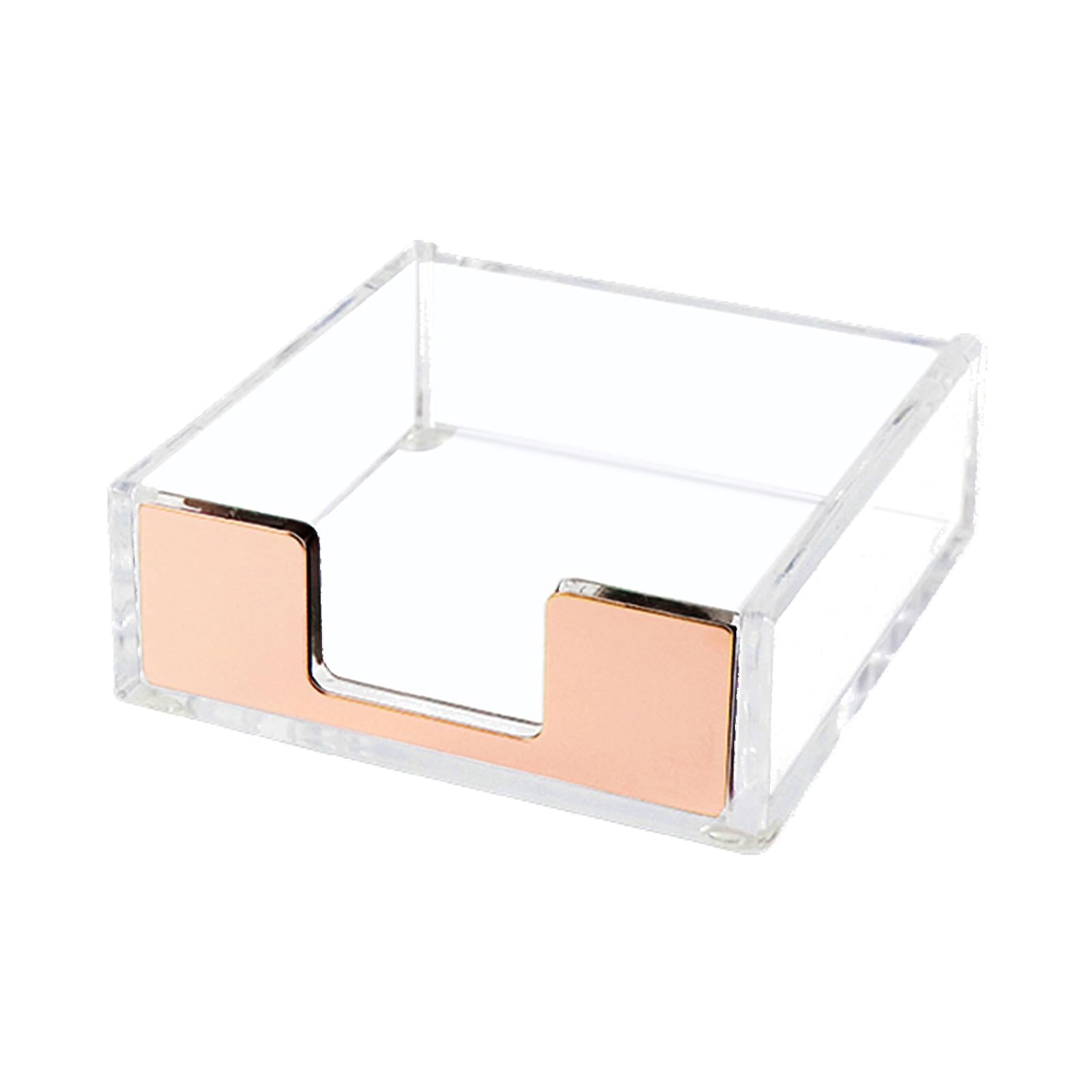 NatSumeBasics Rose Gold Acrylic Sticky Note Holder - Clear Post It Note Dispenser for Office & Desk Organization | Aesthetic Rose Gold Memo Pad Holder for Home, School & Office Essentials