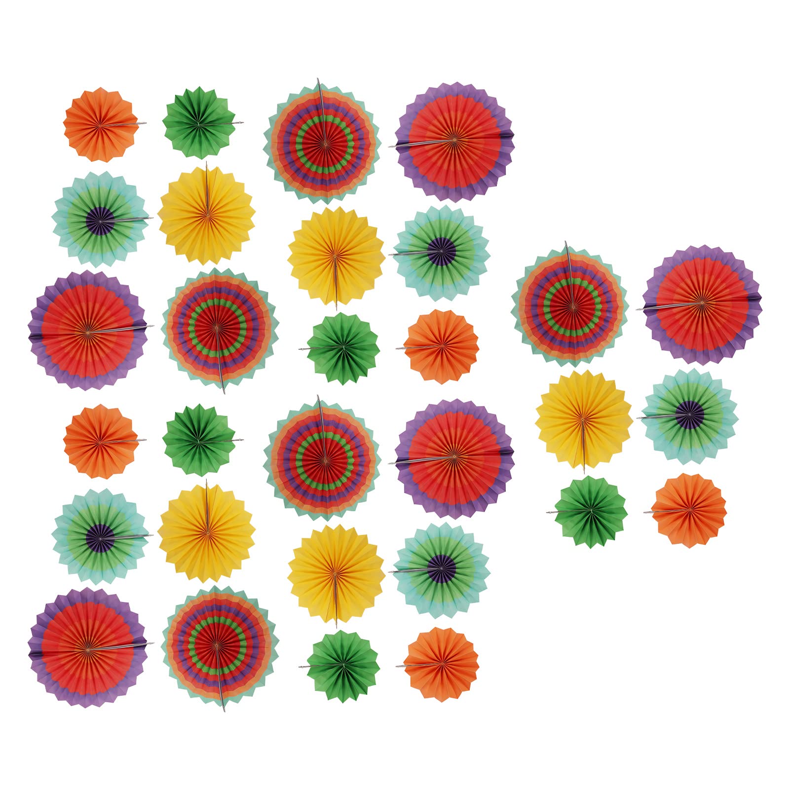 Colorful Hanging Paper Fans for Weddings - Large, Medium & Small Sizes - Durable & Vibrant Decoration for Parties, Events & Home Decor