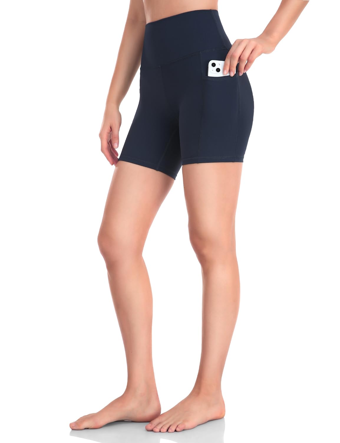 HeyNuts Women's High Waist Compression Yoga Shorts with Side Pockets - 4