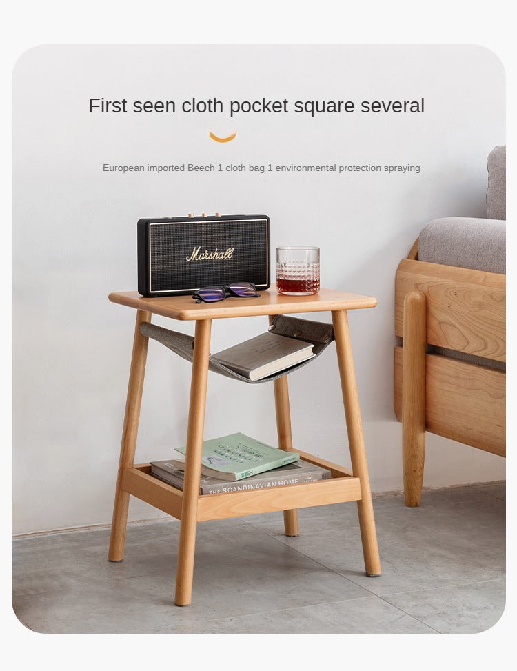 Solid Beech Wood Small Square Coffee Table - Modern Minimalist Side Table for Living Room, Bedroom, or Office - Perfect for Coffee, Books, and Decor