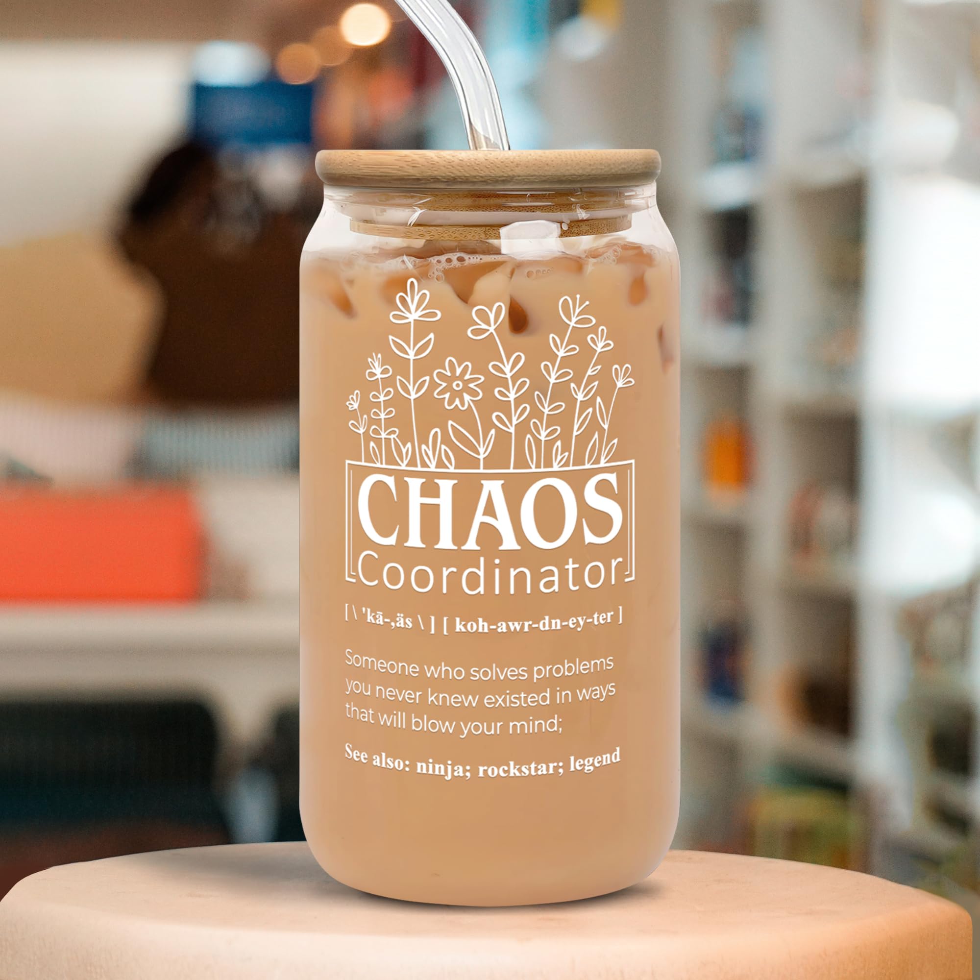 Chaos Coordinator Gifts for Women - 16oz Insulated Tumbler Cup for Coworkers, Boss, Teacher, Nurse & Mom - Perfect Thank You, Birthday & Valentine's Day Present - Great for Office Use, Coffee Drinking & Daily Hydration