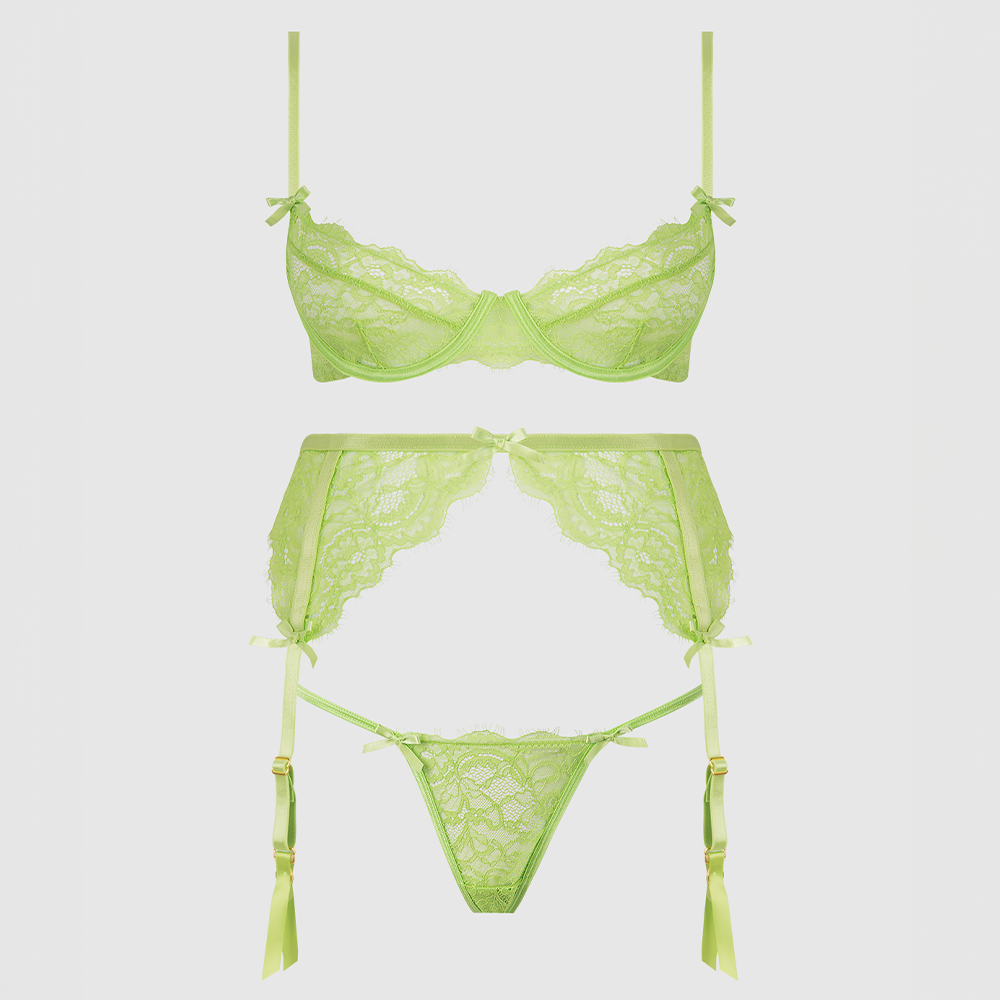 Shavon Sheer Lace Lingerie Set - Sexy Women's Underwear with Adjustable Straps & G-String - Perfect for Valentine's Day, Bridal Shower & Romantic Nights