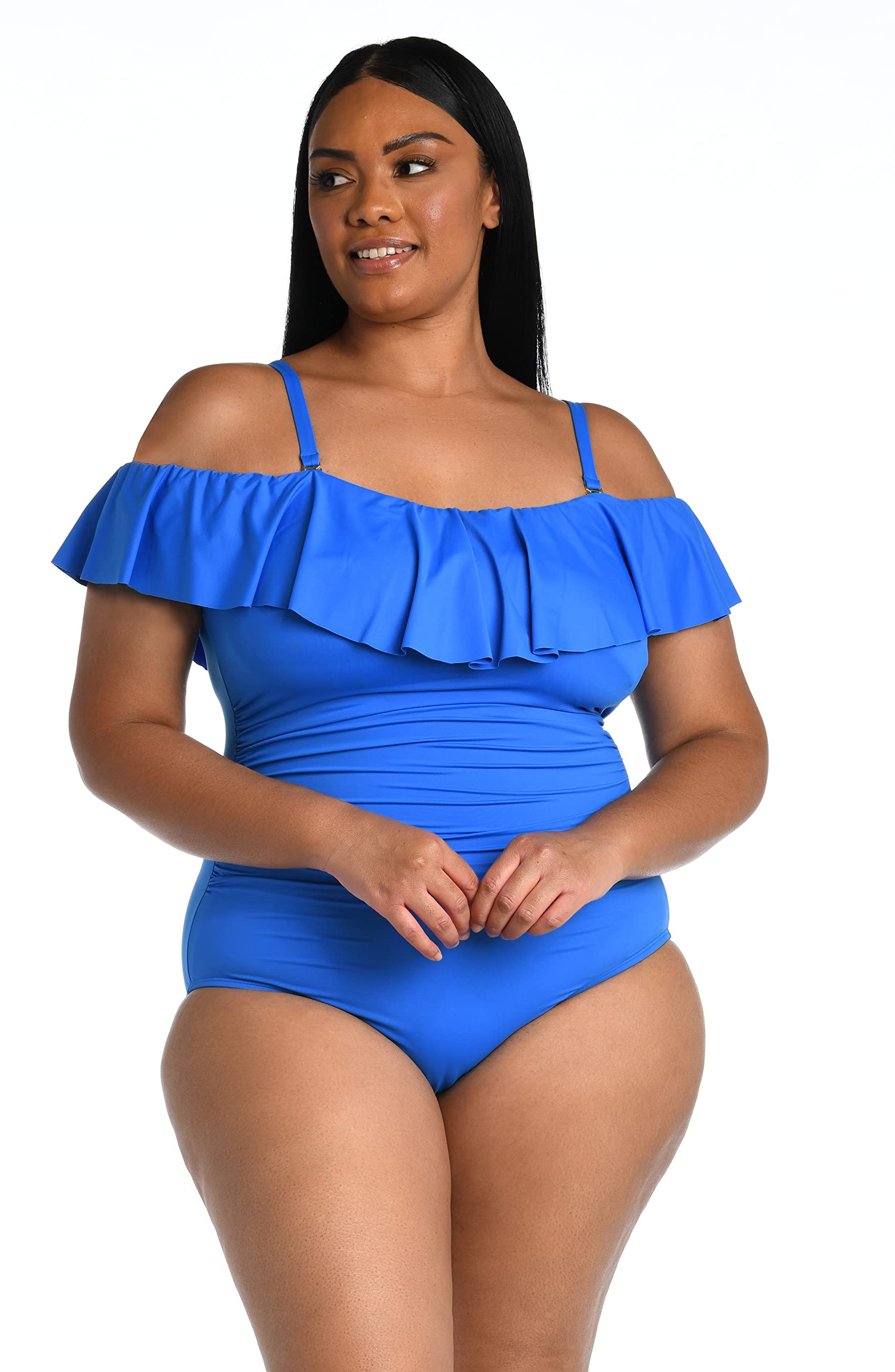 La Blanca Women's One Piece Swimsuit - Off Shoulder Ruffle Bikini Swimwear for Beach Vacation, Pool Party & Summer Getaway | Island Goddess Bathing Suit for Tropical Holiday
