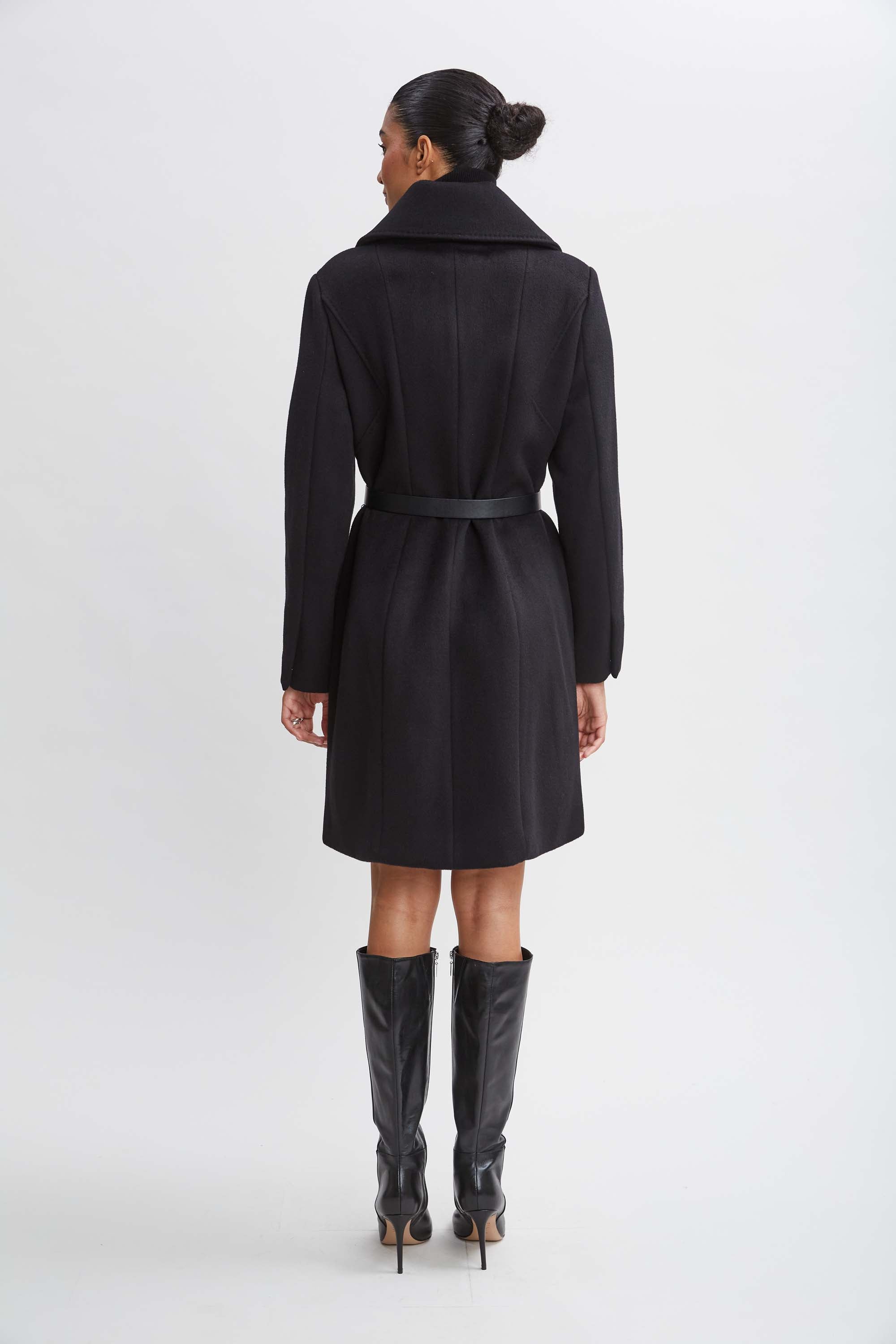 Wool Belted Panel Coat for Women - Stylish Winter Trench Coat with Adjustable Waist Belt - Perfect for Office, Travel & Formal Occasions