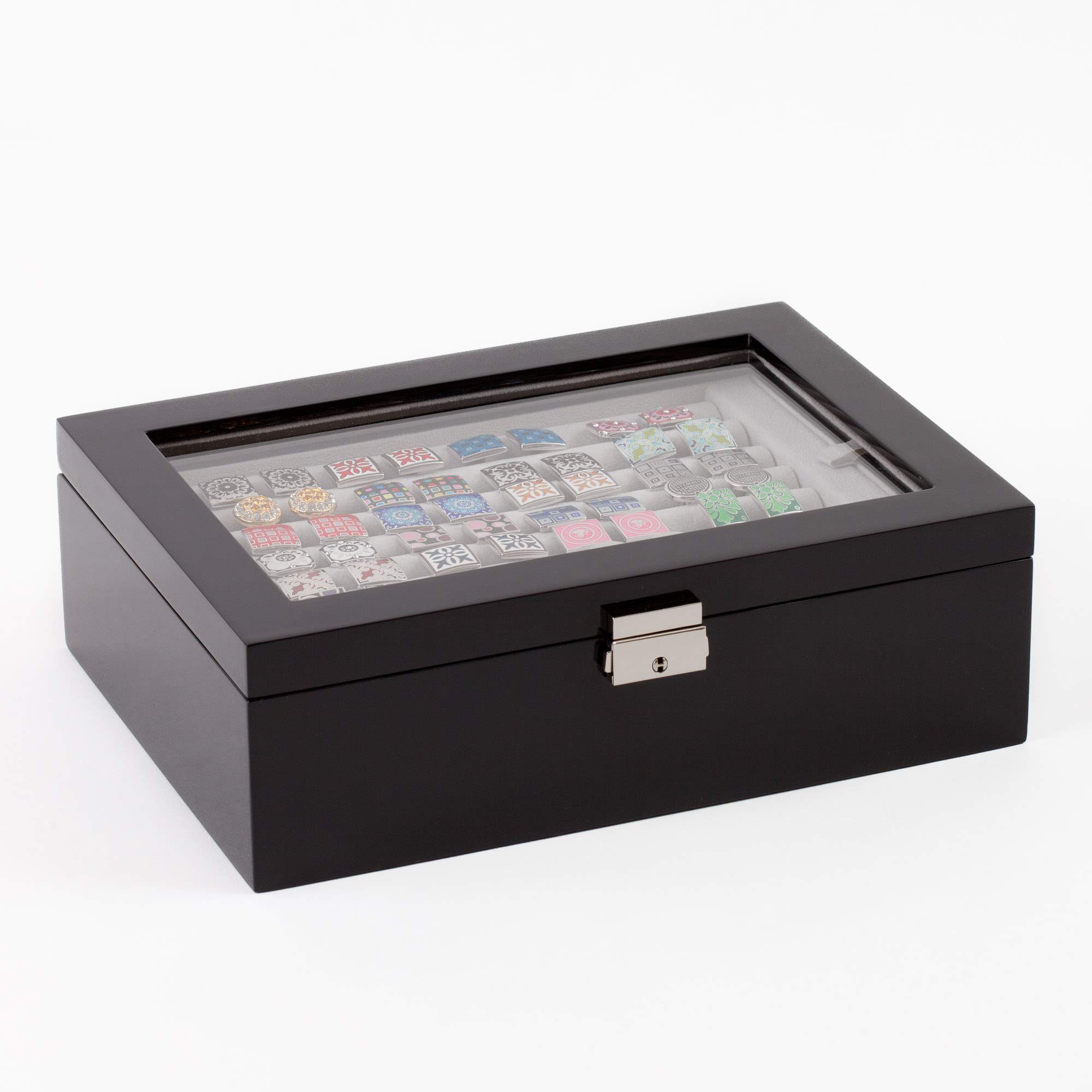 Premium Black Double Layer Jewelry Cufflinks Storage & Display Box - Elegant Gift Presentation Case for Men's Accessories - Perfect for Weddings, Business Meetings & Formal Events