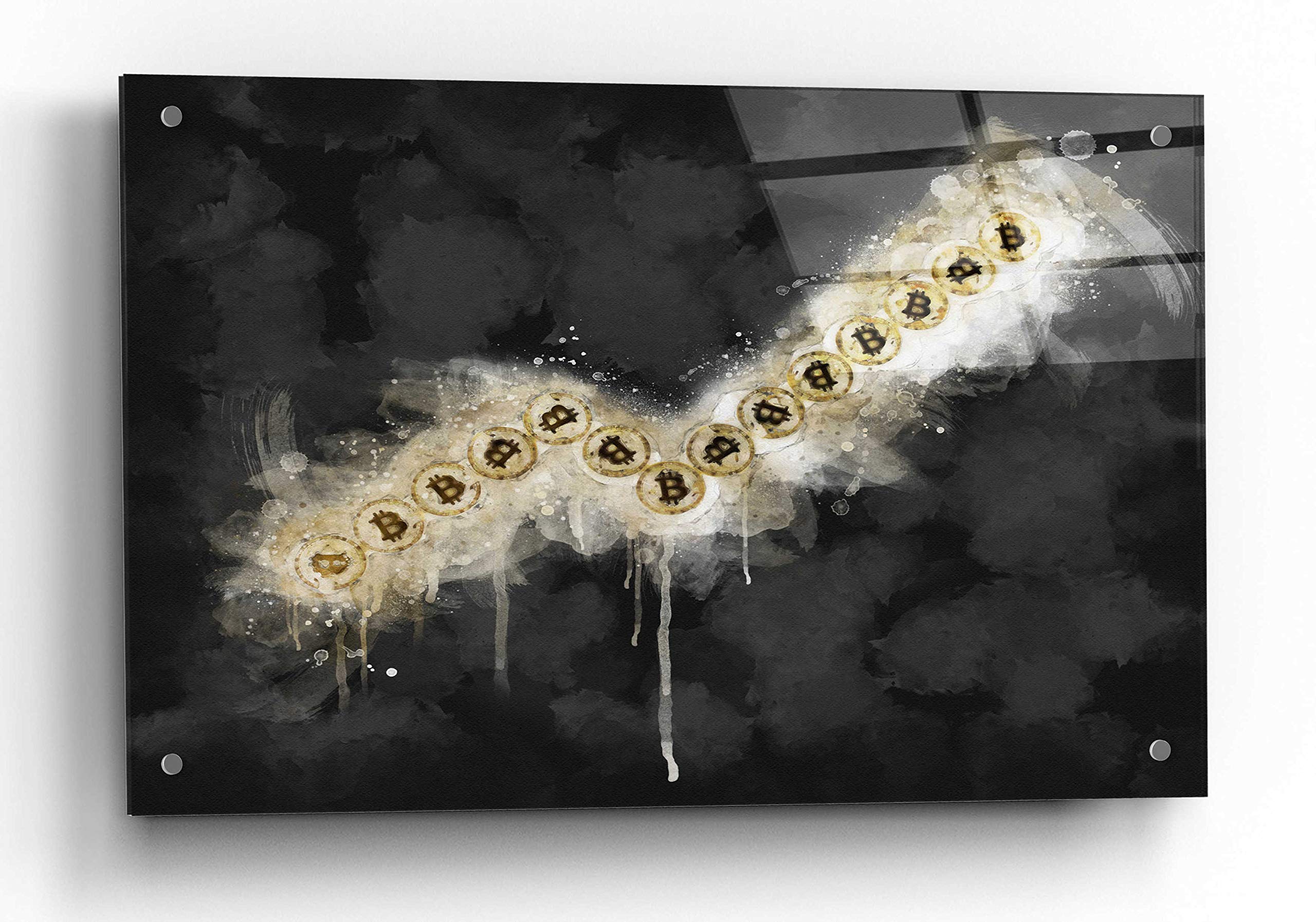 Bitcoin Going Up' by Surma and Guillen - Modern Acrylic Glass Wall Art 36x24 Inches - Crypto Themed Home & Office Decor for Bitcoin Enthusiasts