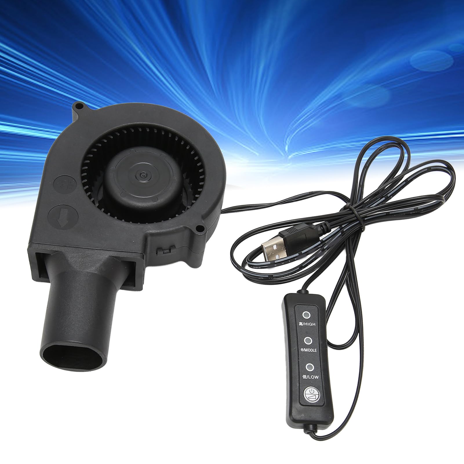 97x33mm USB Blower Cooling Fan - 3.8 Inch 3-Speed Brushless DC 5V Fan (3800 RPM, 22 CFM) for PC Cooling, Electronics, 3D Printers & Gaming Rigs | Quiet High-Performance Computer Fan for Optimal Airflow