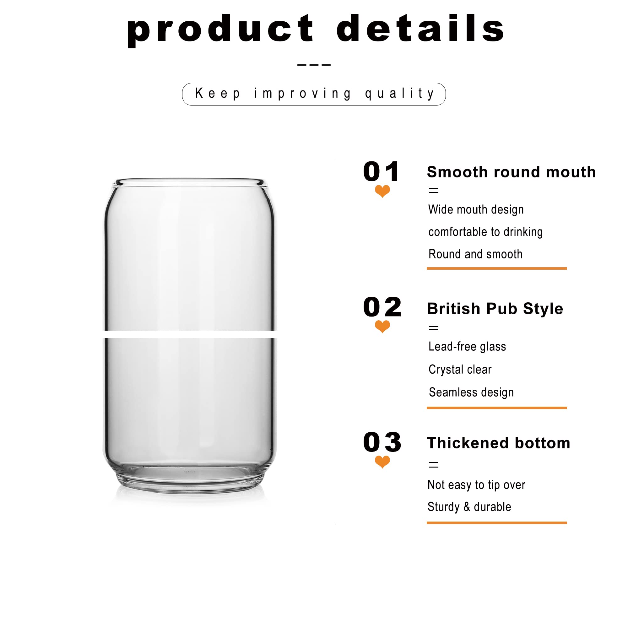 LUXU 20 oz Can Shaped Beer Glasses Set of 2 - Premium Craft Drinking Glasses for Beer, Cocktails & Beverages - Perfect for Parties, BBQs & Home Bars (Set of 2)